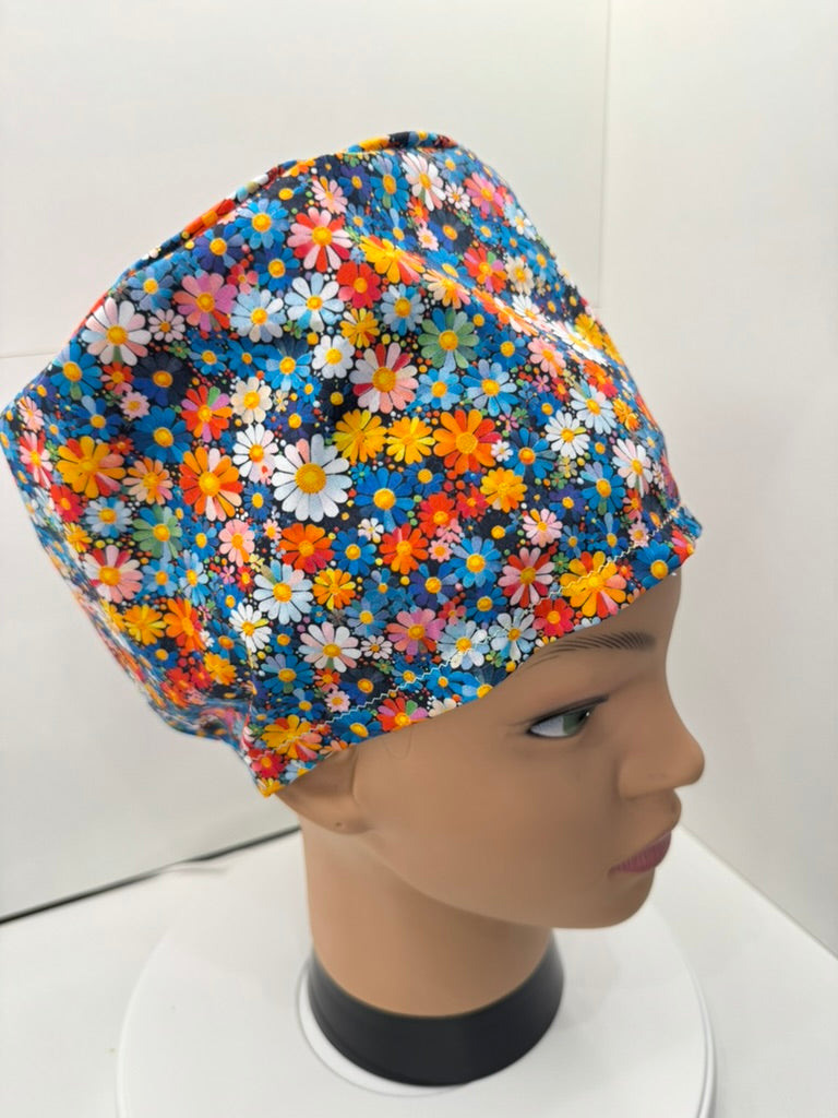 Bright Daisies 100% Cotton Surgical/Theatre Scrub Hat/Cap. UK Handmade