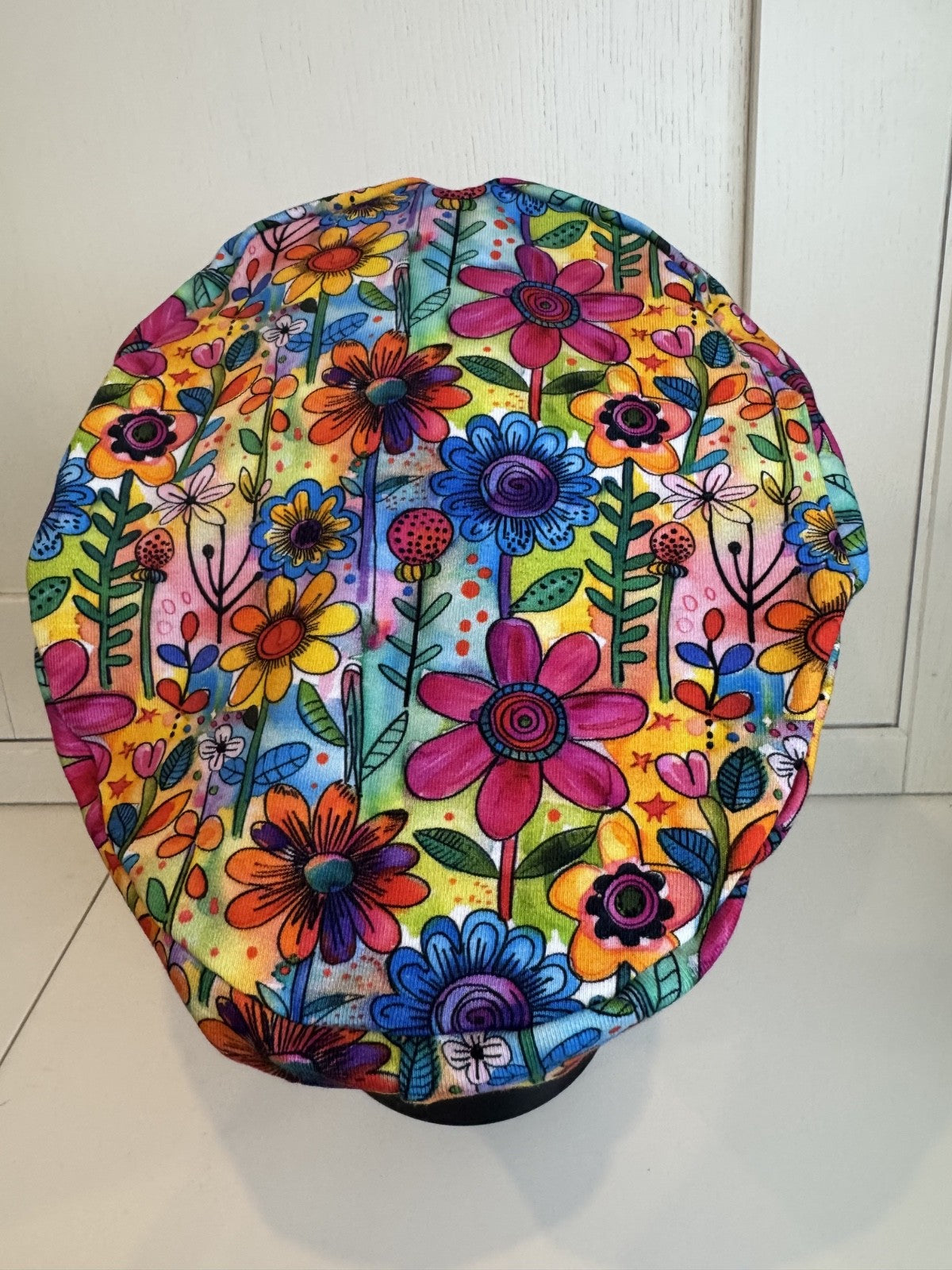 Bright Summer Flowers Scrub Cap + Water Bottle Bundle/Gift Set