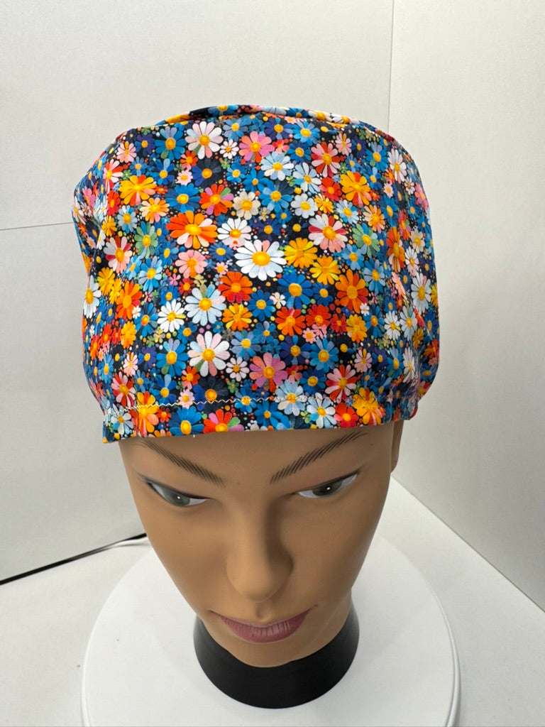 Bright Daisies 100% Cotton Surgical/Theatre Scrub Hat/Cap. UK Handmade