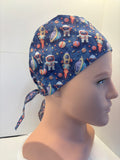 Space, Planets and Astronauts Unisex Tie Back Scrub Cap