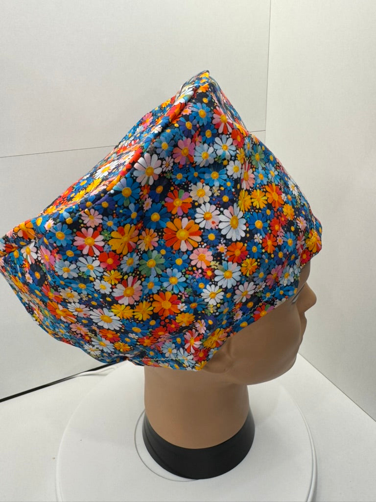 Bright Daisies 100% Cotton Surgical/Theatre Scrub Hat/Cap. UK Handmade