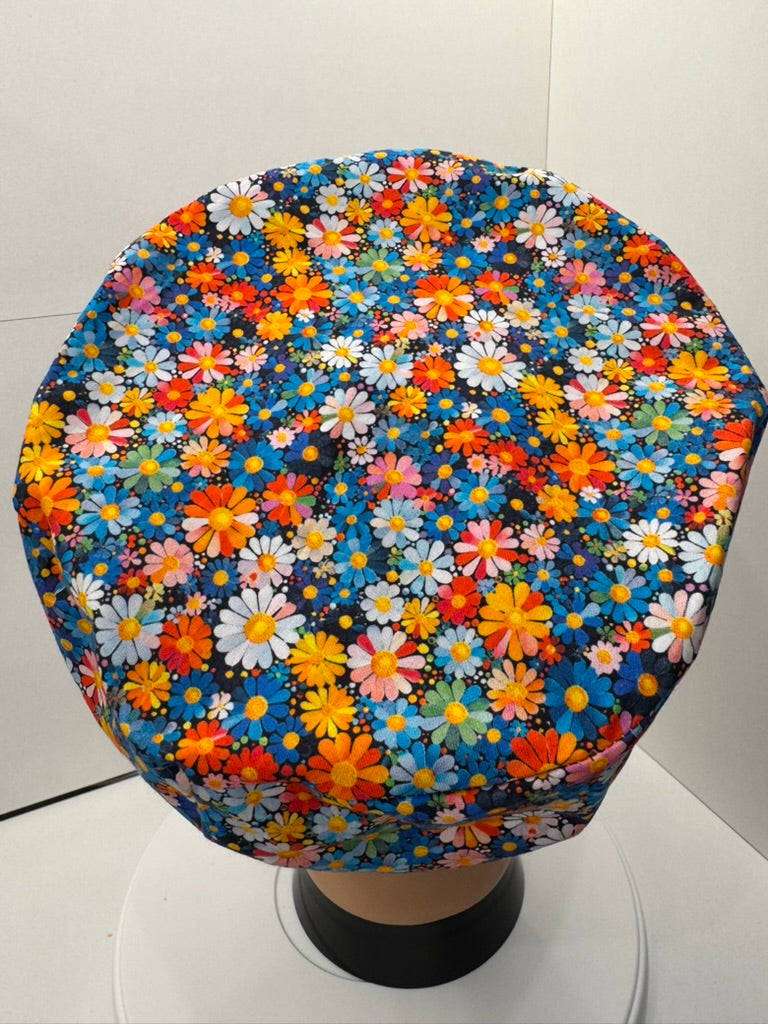 Bright Daisies 100% Cotton Surgical/Theatre Scrub Hat/Cap. UK Handmade