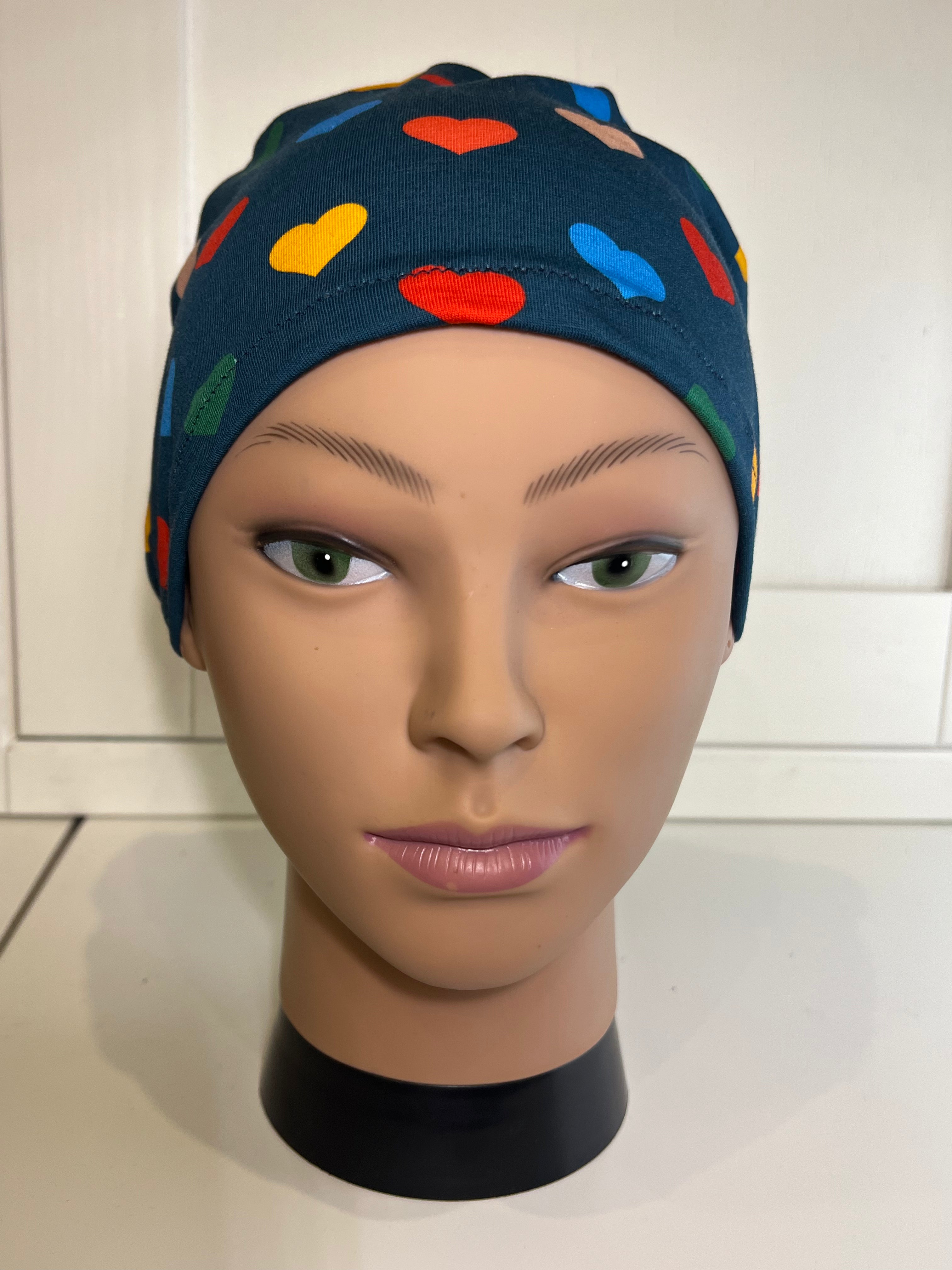 Navy Hearts Premium Cotton Jersey super soft theatre scrub hat/cap - Love, Valentine's Day