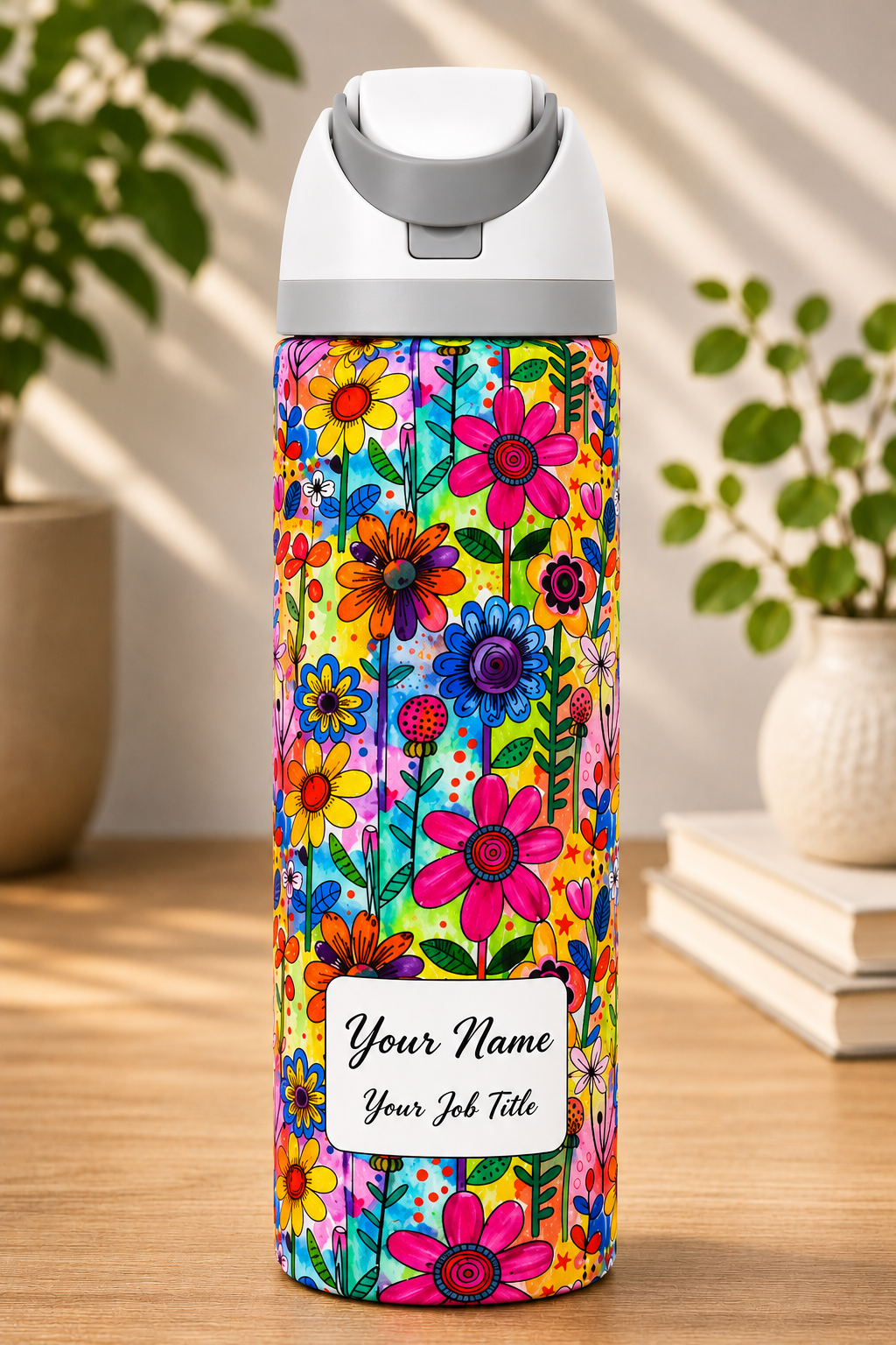 Bright Summer Flowers Design Water Bottle 720ml/960ml