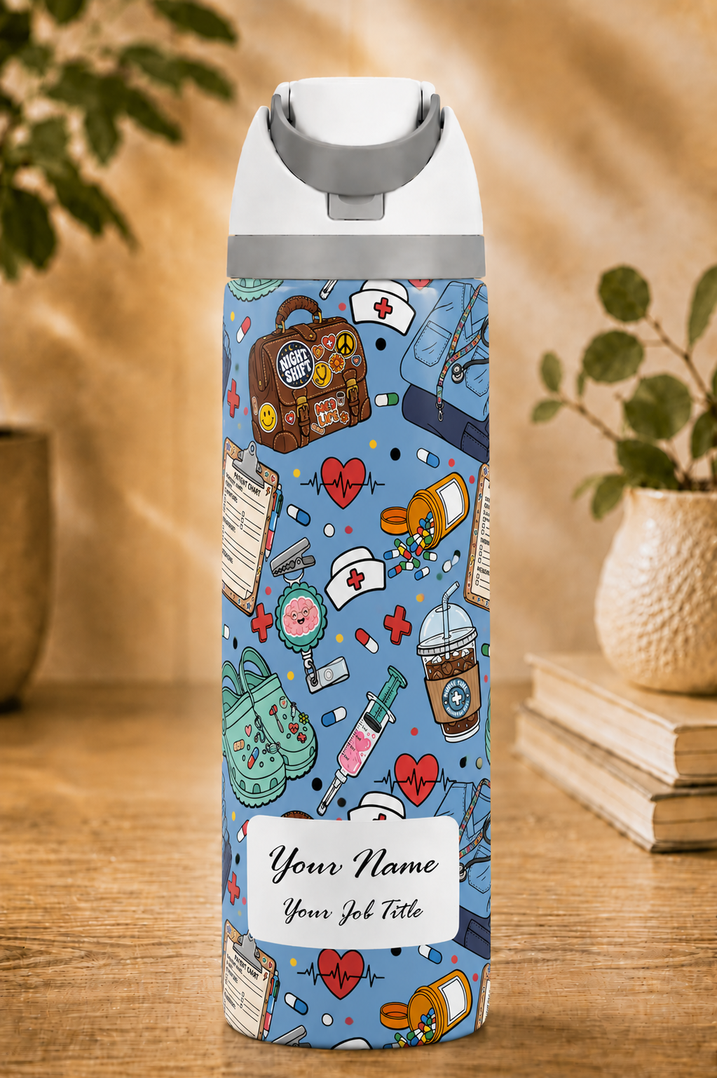 Blue Nurse Life Themed Water Bottle 720ml/960ml