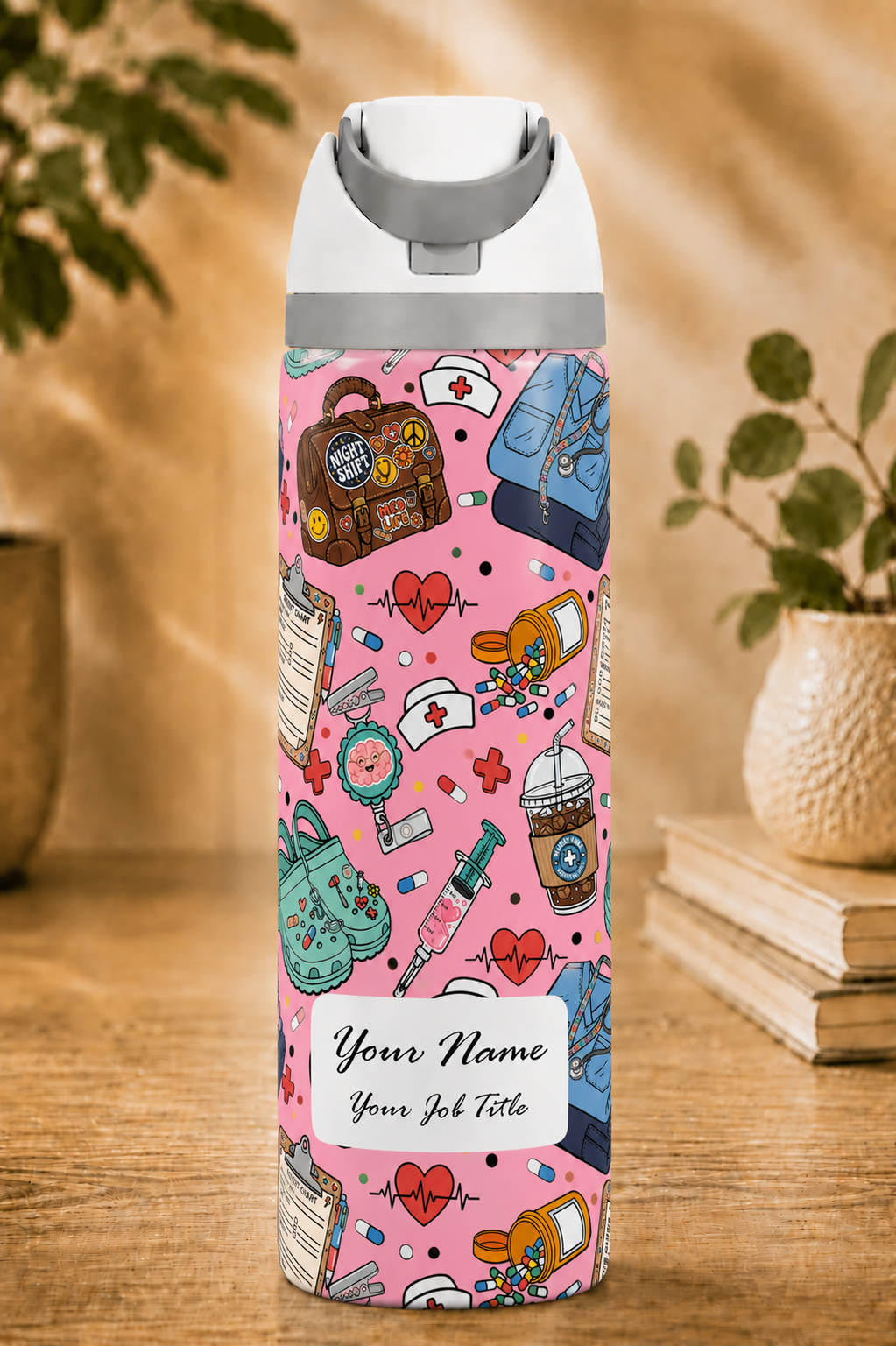 Pink Nurse Life Themed Water Bottle 720ml/960ml
