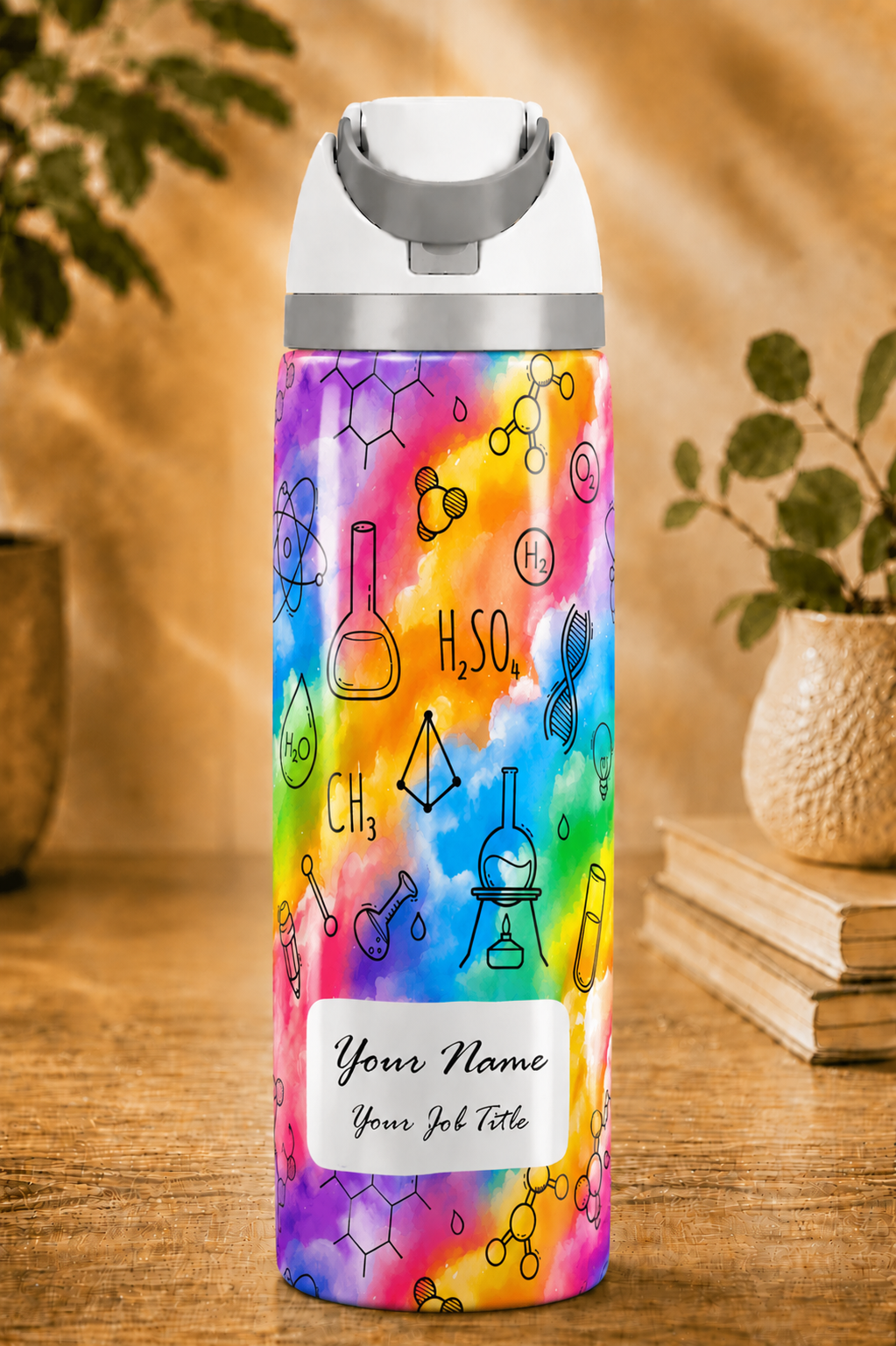 Rainbow Chemistry Themed Water Bottle 720ml/960ml