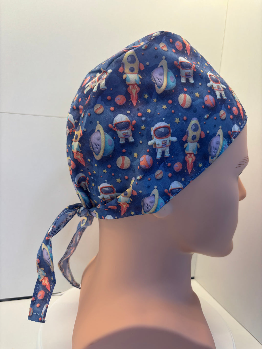 Space, Planets and Astronauts Unisex Tie Back Scrub Cap