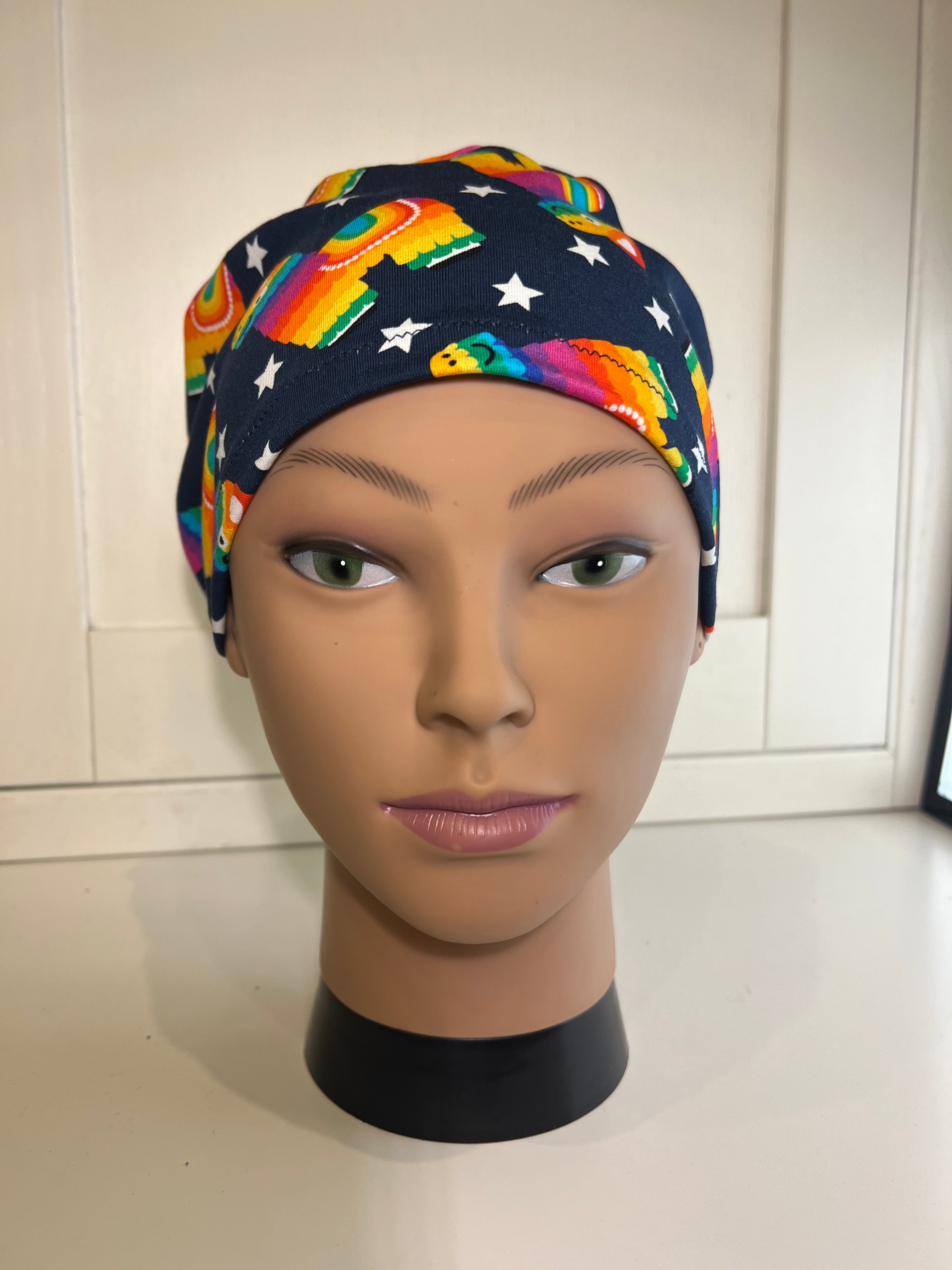 Rainbow Alpaca Premium Cotton Jersey super soft theatre scrub hat/cap