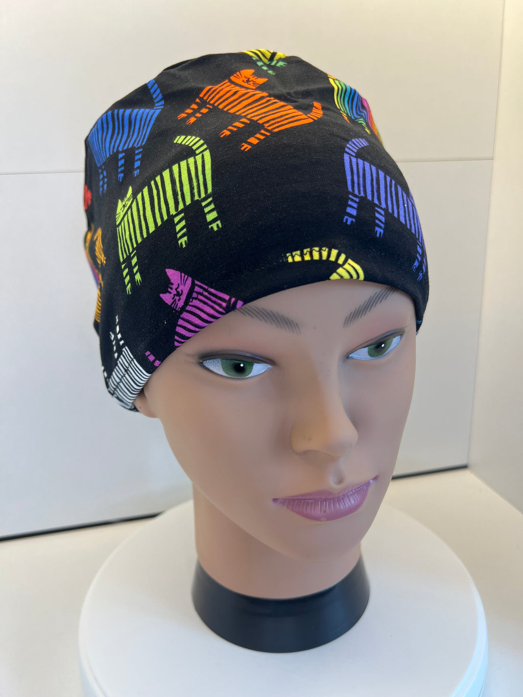 Midnight Rainbow Cats Premium Cotton Jersey super soft theatre scrub hat/cap