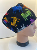 Rainbow Whiskers Premium Cotton Jersey Theatre Scrub Hat/Cap.  UK Handmade.