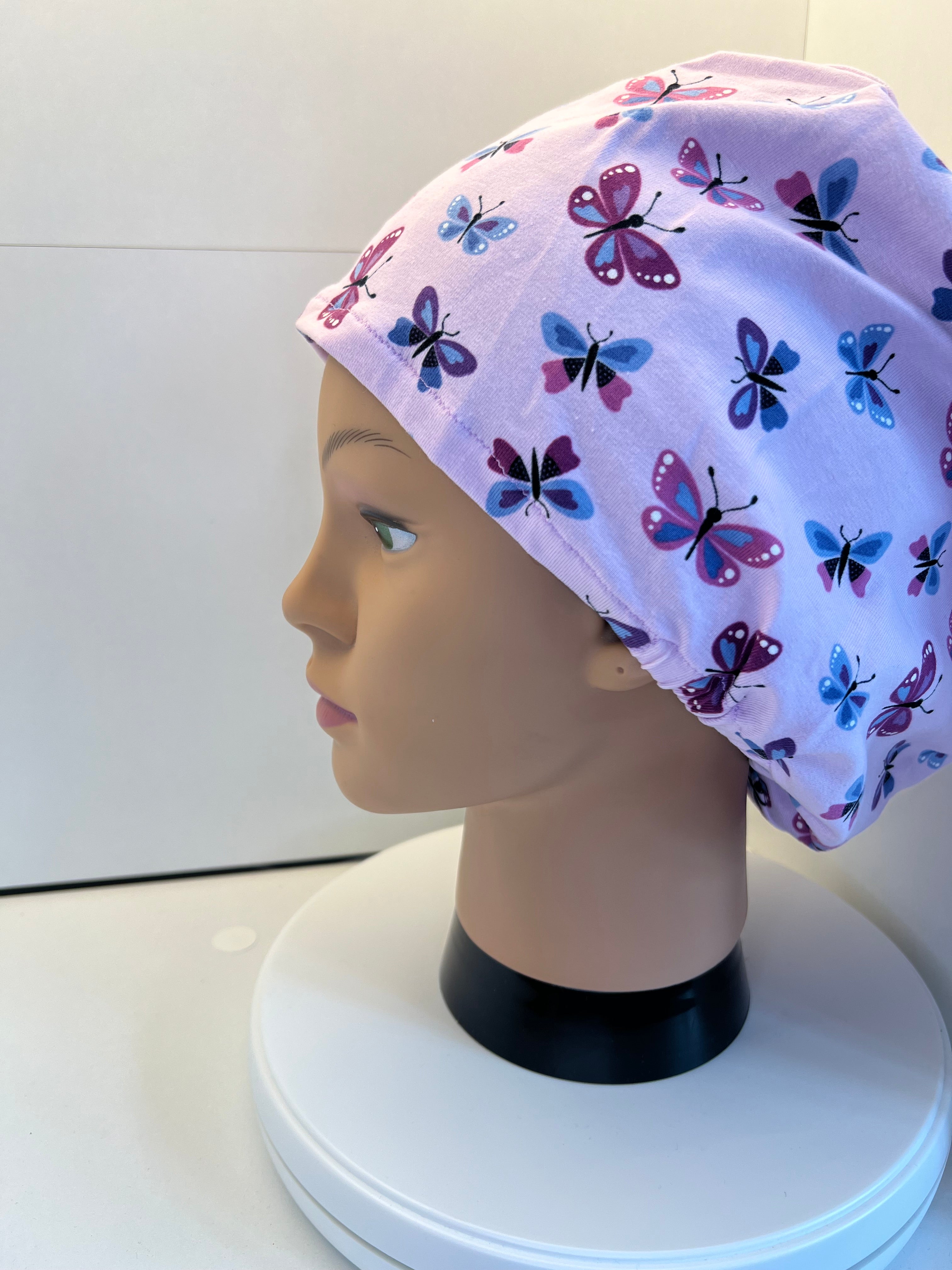 Multi-butterflies Soft Jersey Fabric Handmade Scrub Cap/Theatre Hat. UK Made