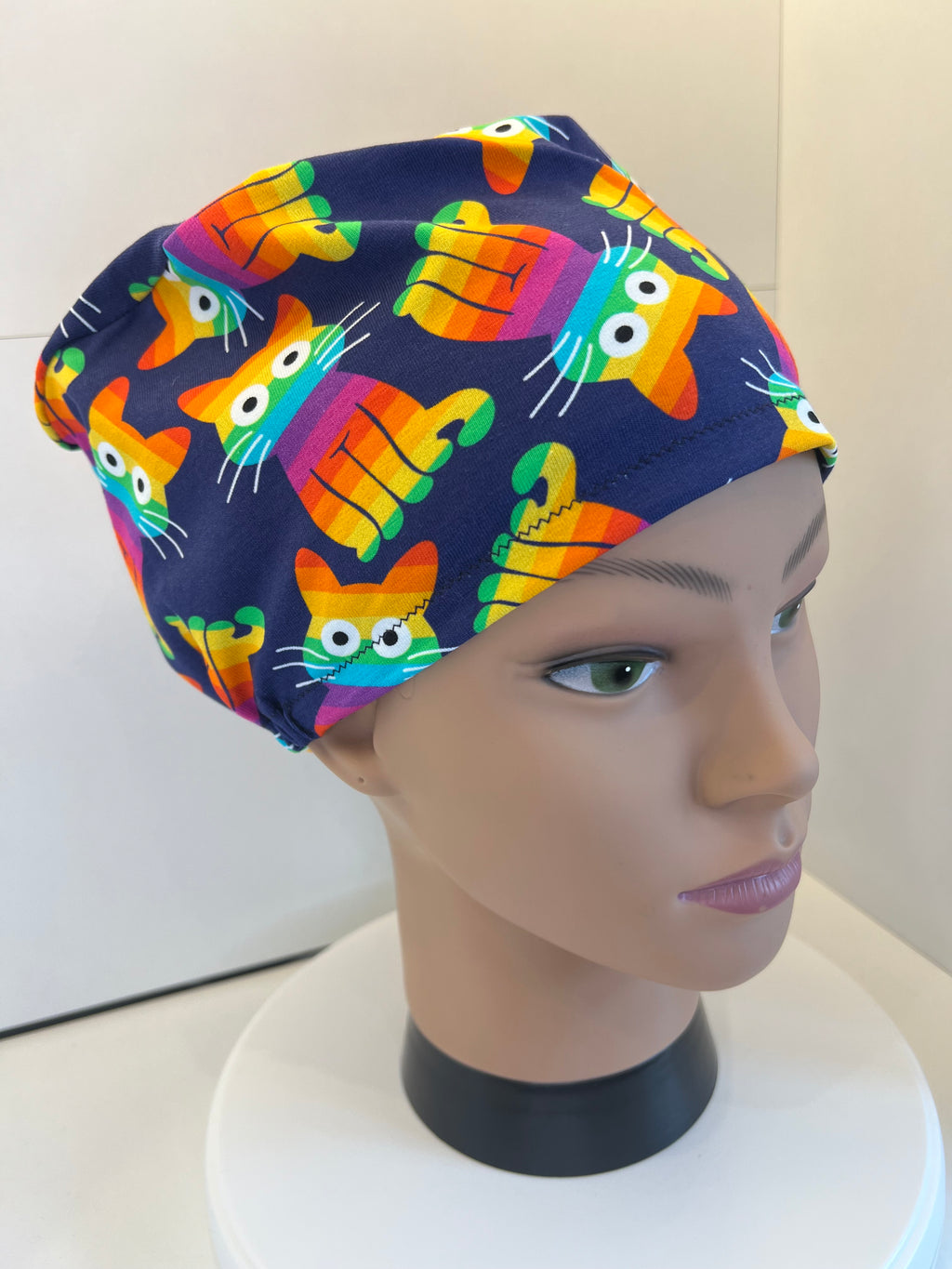 Rainbow Cats Premium Cotton Jersey super soft theatre scrub hat/cap