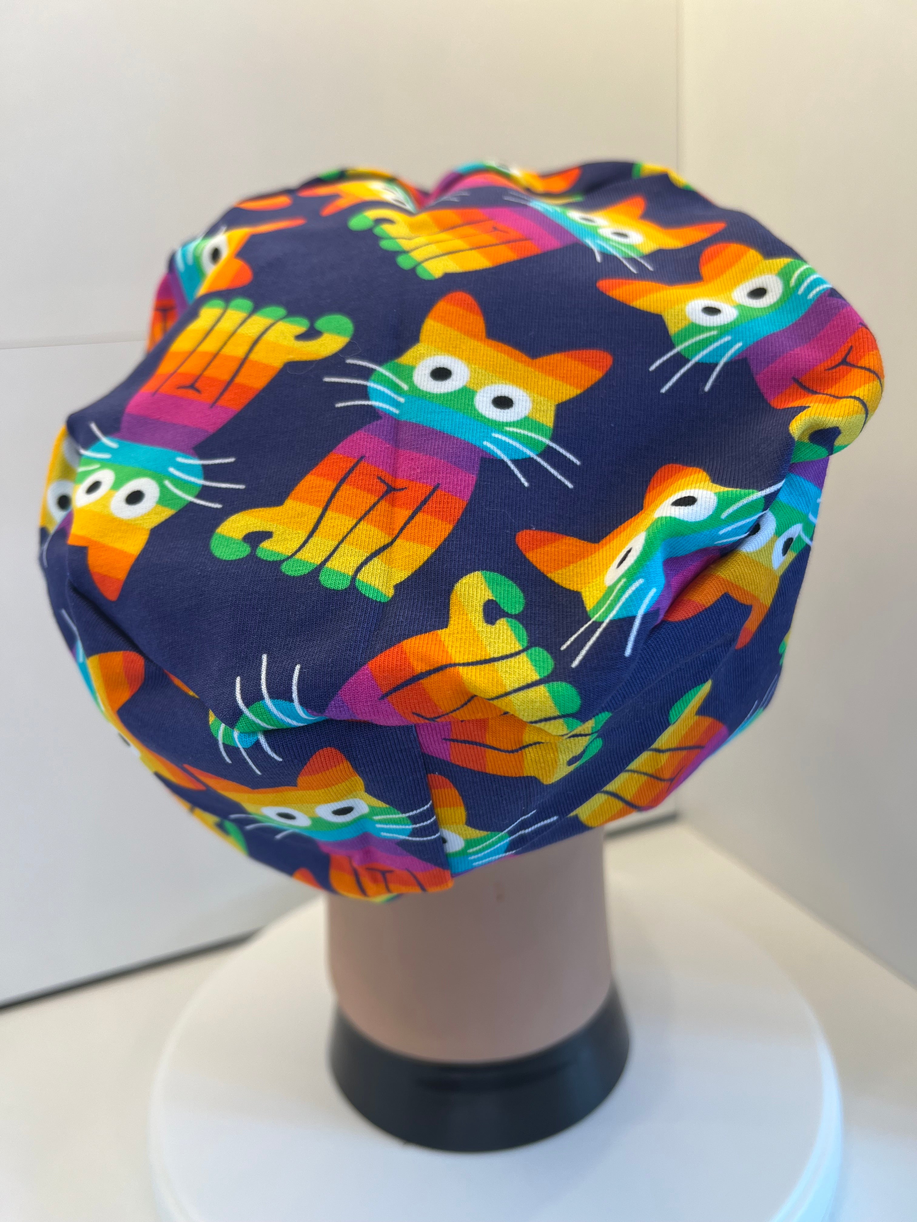 Rainbow Cats Premium Cotton Jersey super soft theatre scrub hat/cap