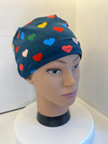 Navy Hearts Premium Cotton Jersey super soft theatre scrub hat/cap - Love, Valentine's Day