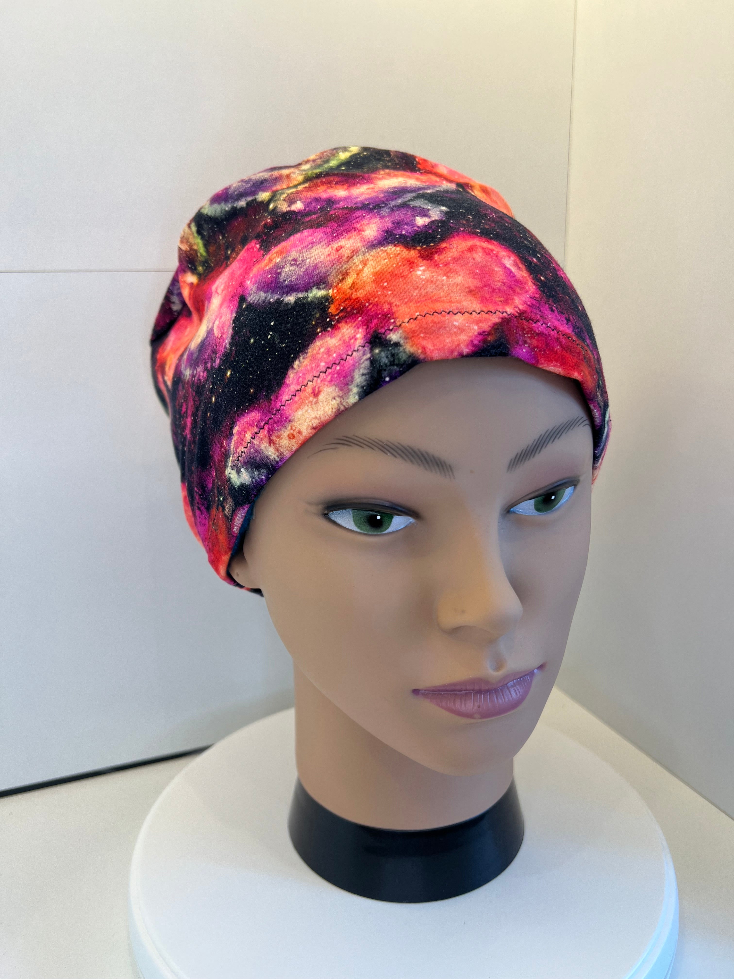 Nebula Hearts Soft Jersey Fabric theatre scrub cap / hat.  Ethically made. Standard and Large size