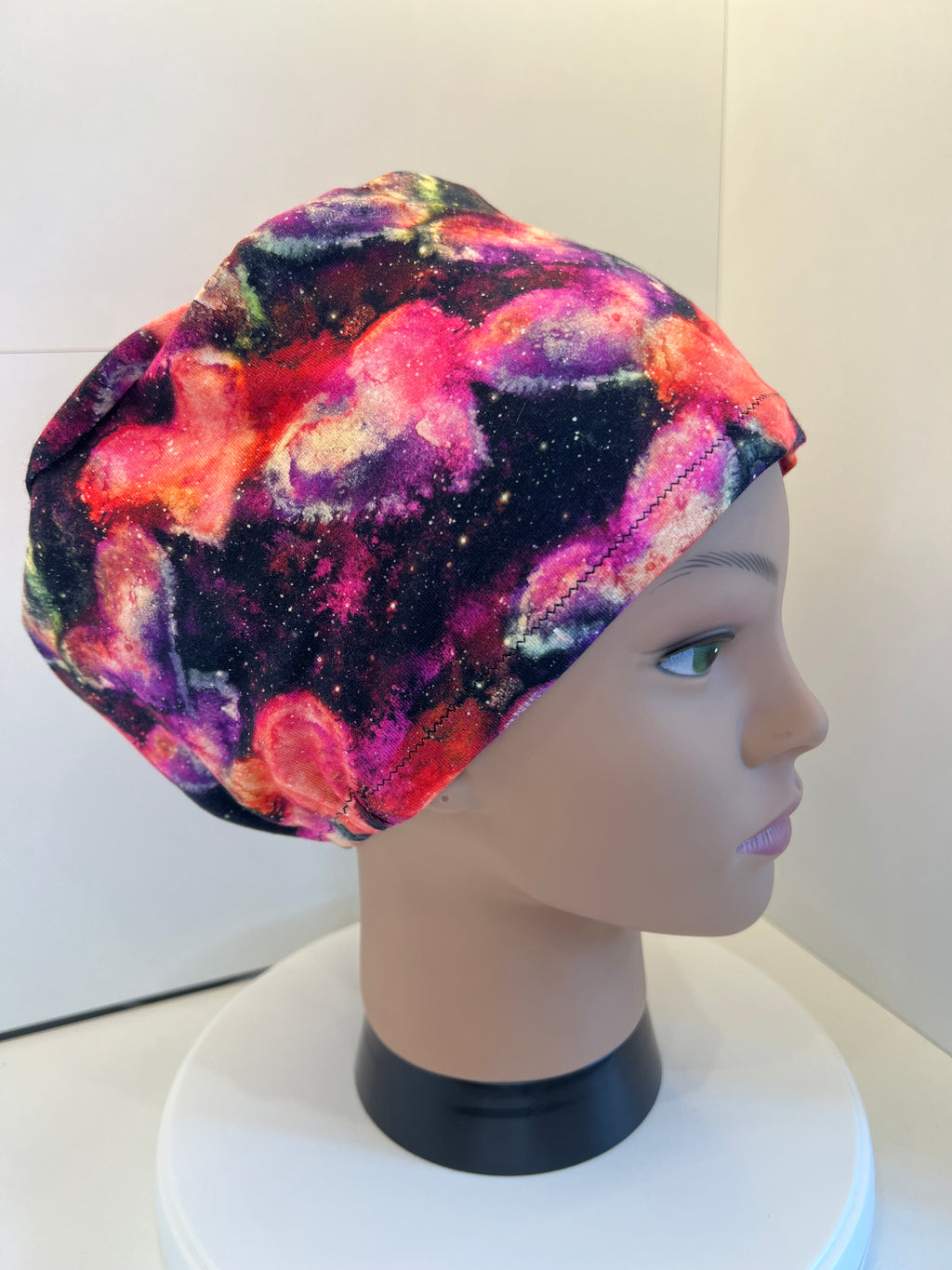 Nebula Hearts Soft Jersey Fabric theatre scrub cap / hat.  Ethically made. Standard and Large size