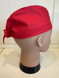 Red Plain Cotton Fabric tie-back theatre scrub cap / hat