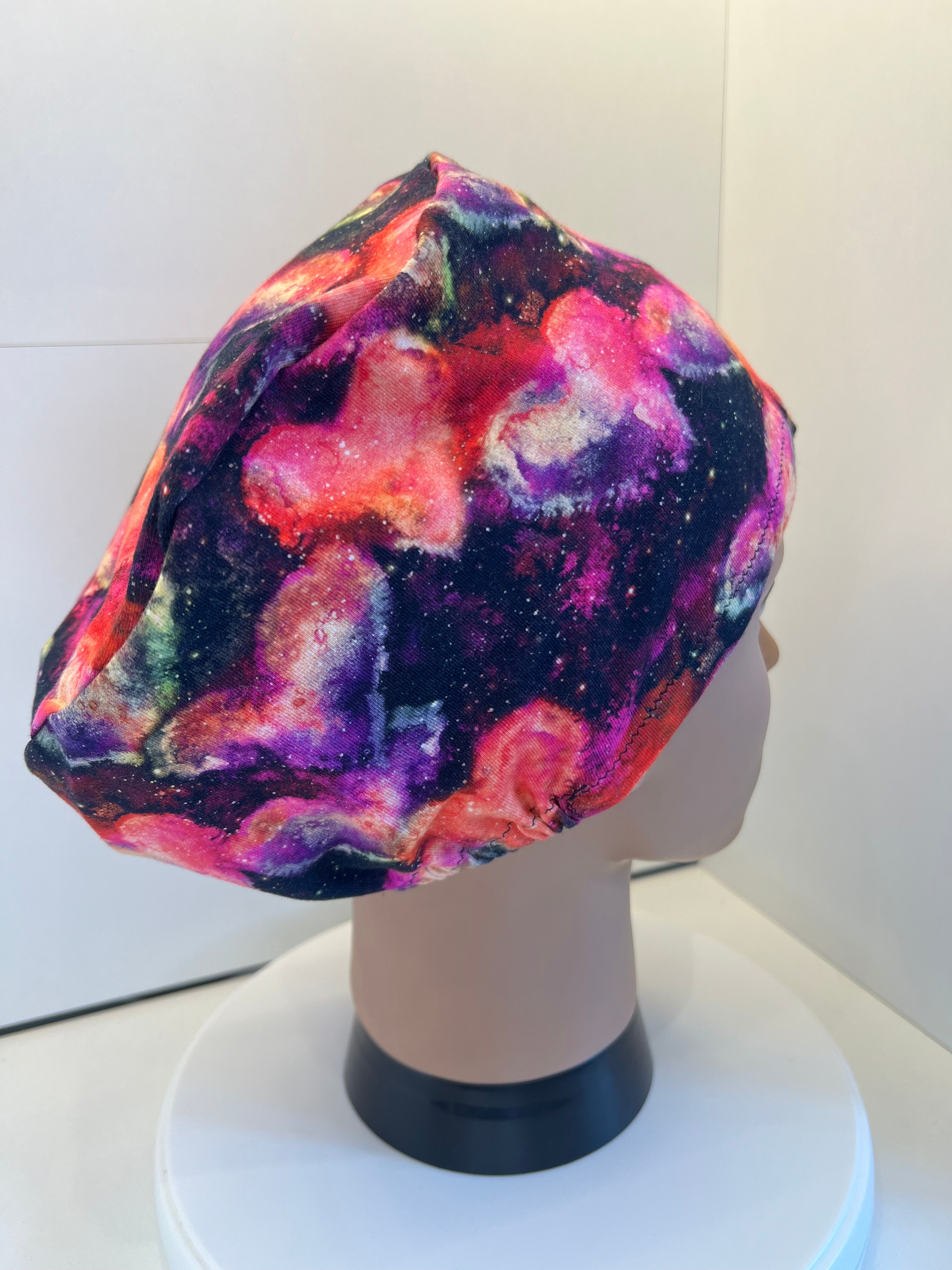 Nebula Hearts Soft Jersey Fabric theatre scrub cap / hat.  Ethically made. Standard and Large size