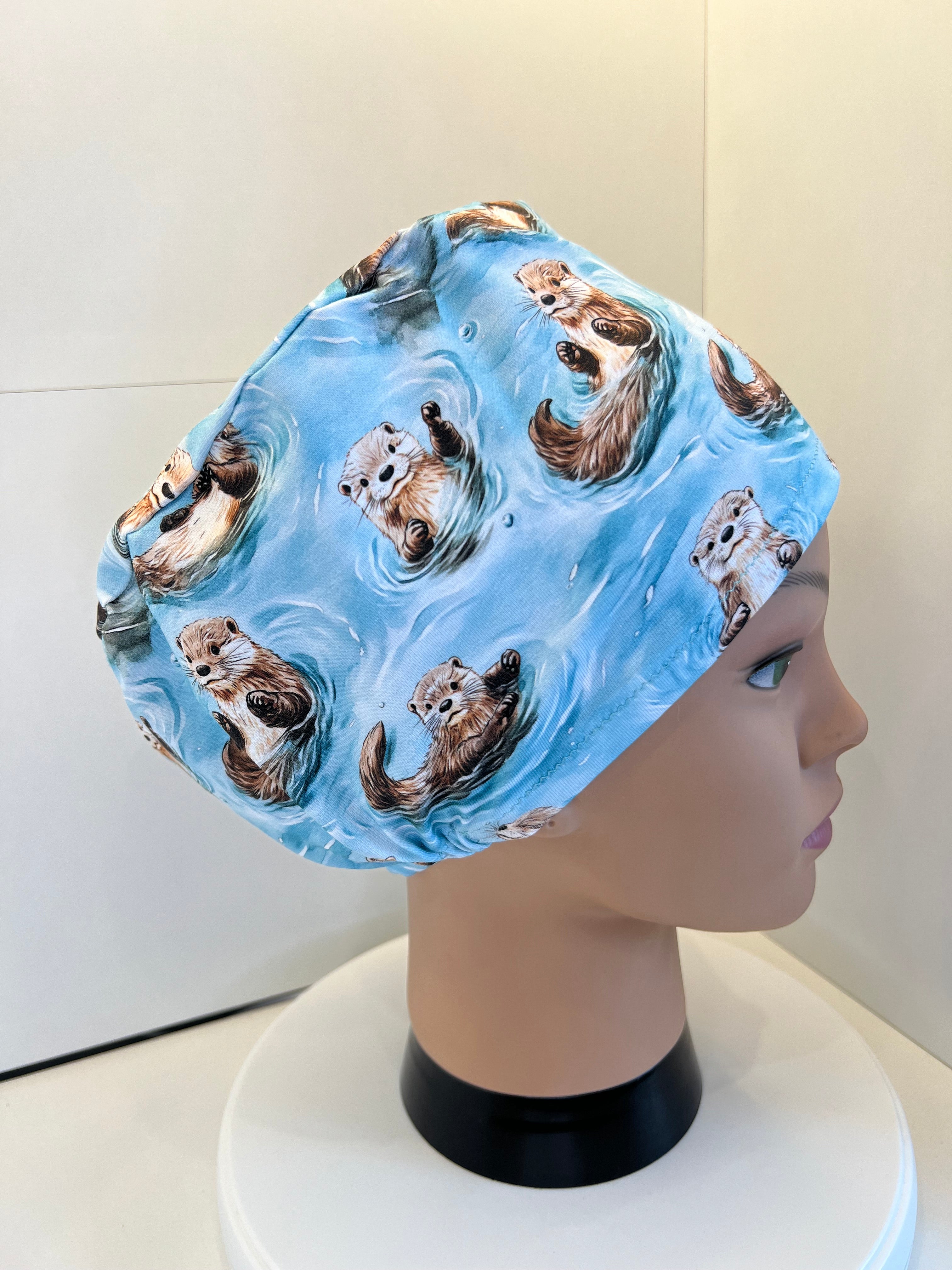 Playful Otters Premium Cotton Jersey super soft theatre scrub hat/cap