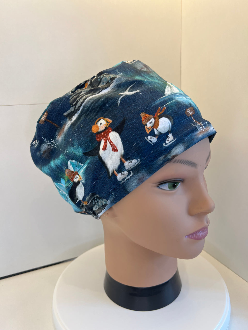 Puffins on Ice Premium Jersey Fabric Scrub cap/theatre hat