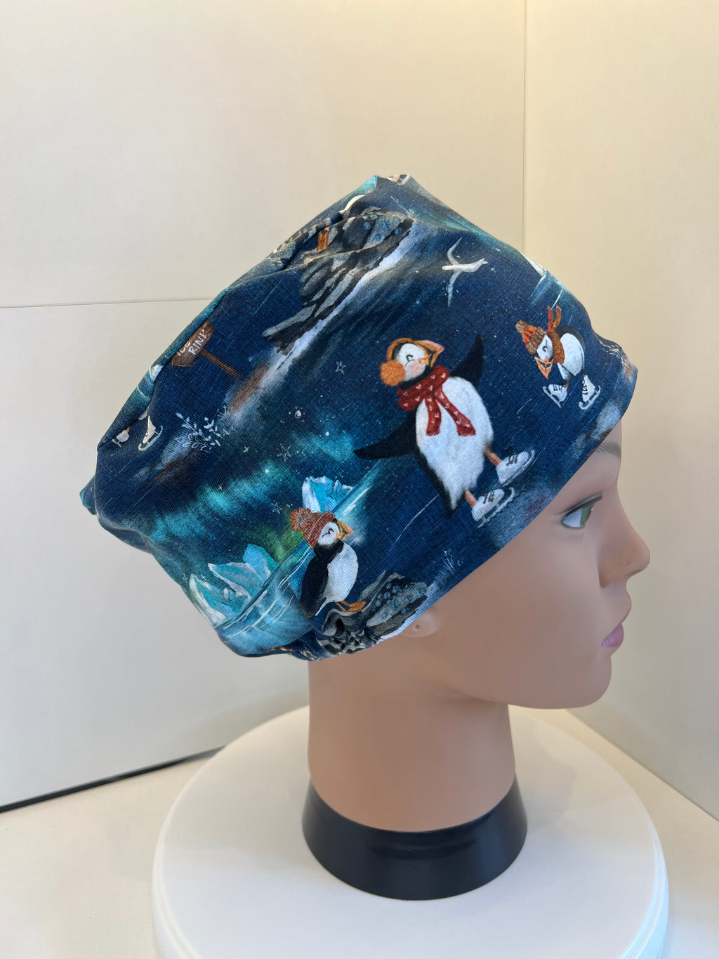 Puffins on Ice Premium Jersey Fabric Scrub cap/theatre hat