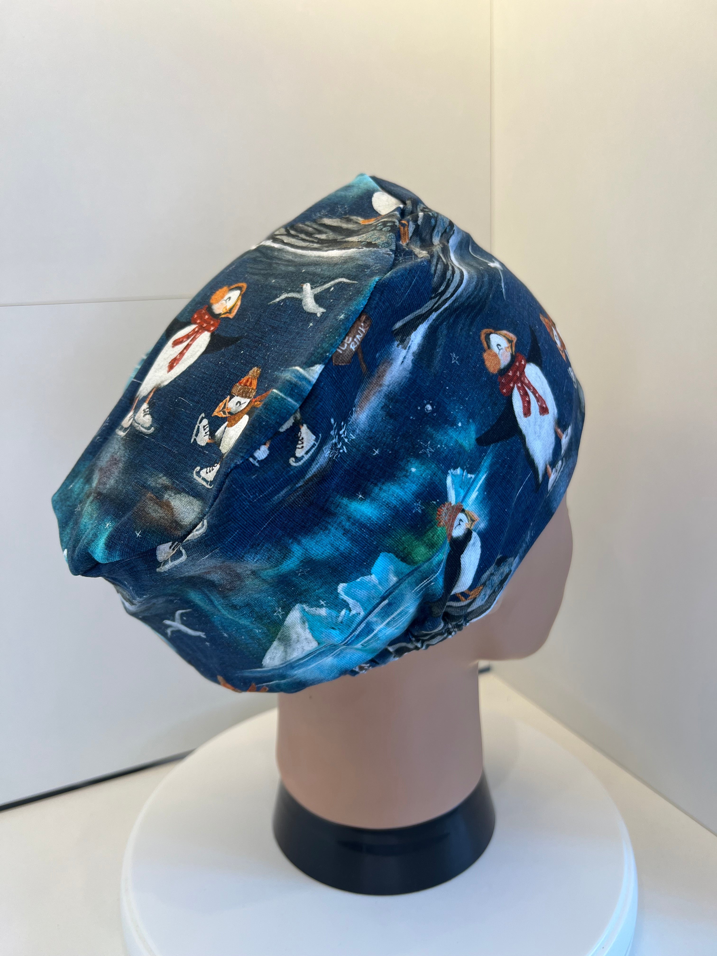 Puffins on Ice Premium Jersey Fabric Scrub cap/theatre hat