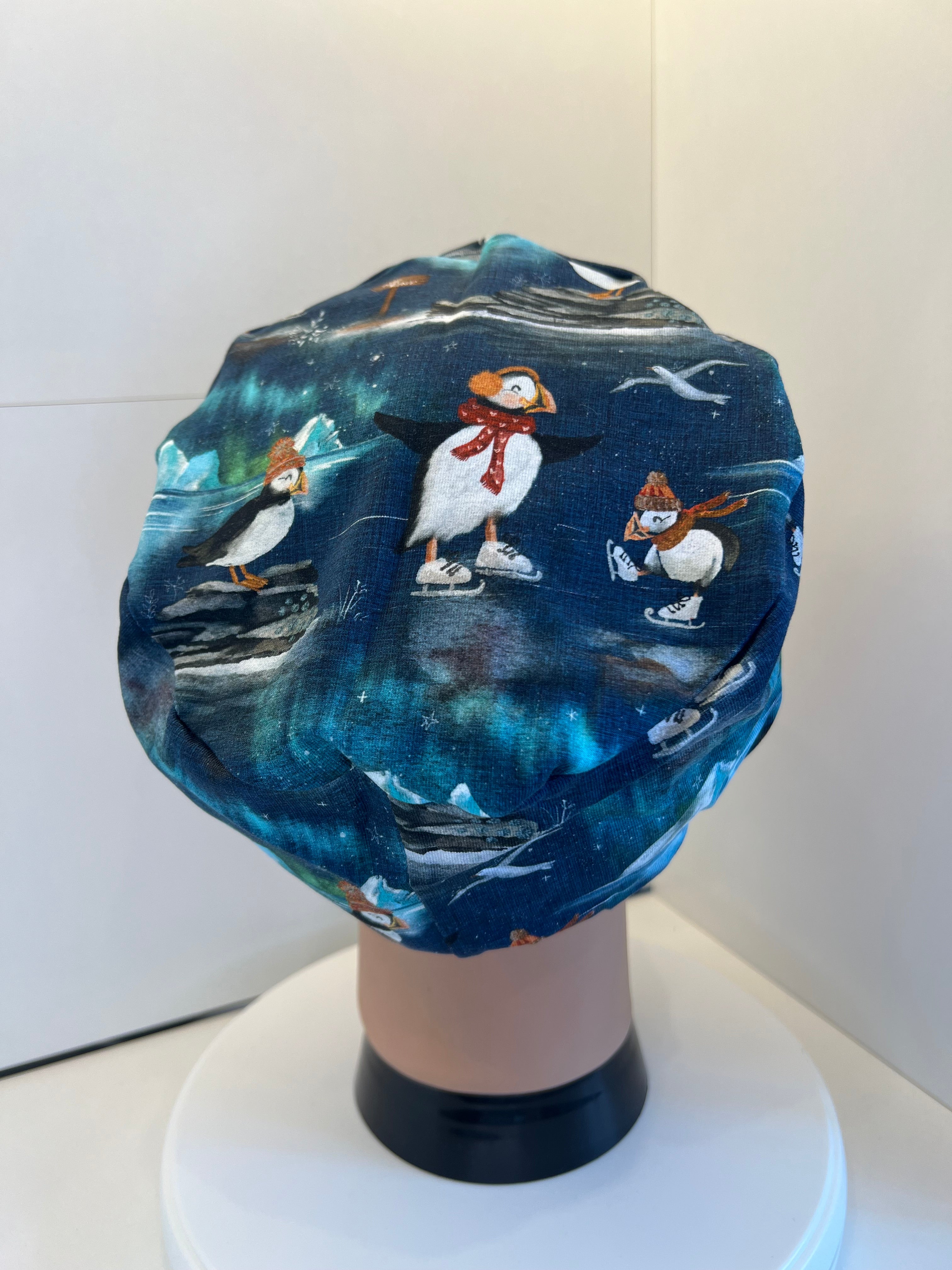 Puffins on Ice Premium Jersey Fabric Scrub cap/theatre hat