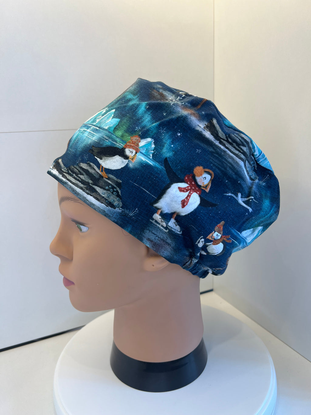 Puffins on Ice Premium Jersey Fabric Scrub cap/theatre hat