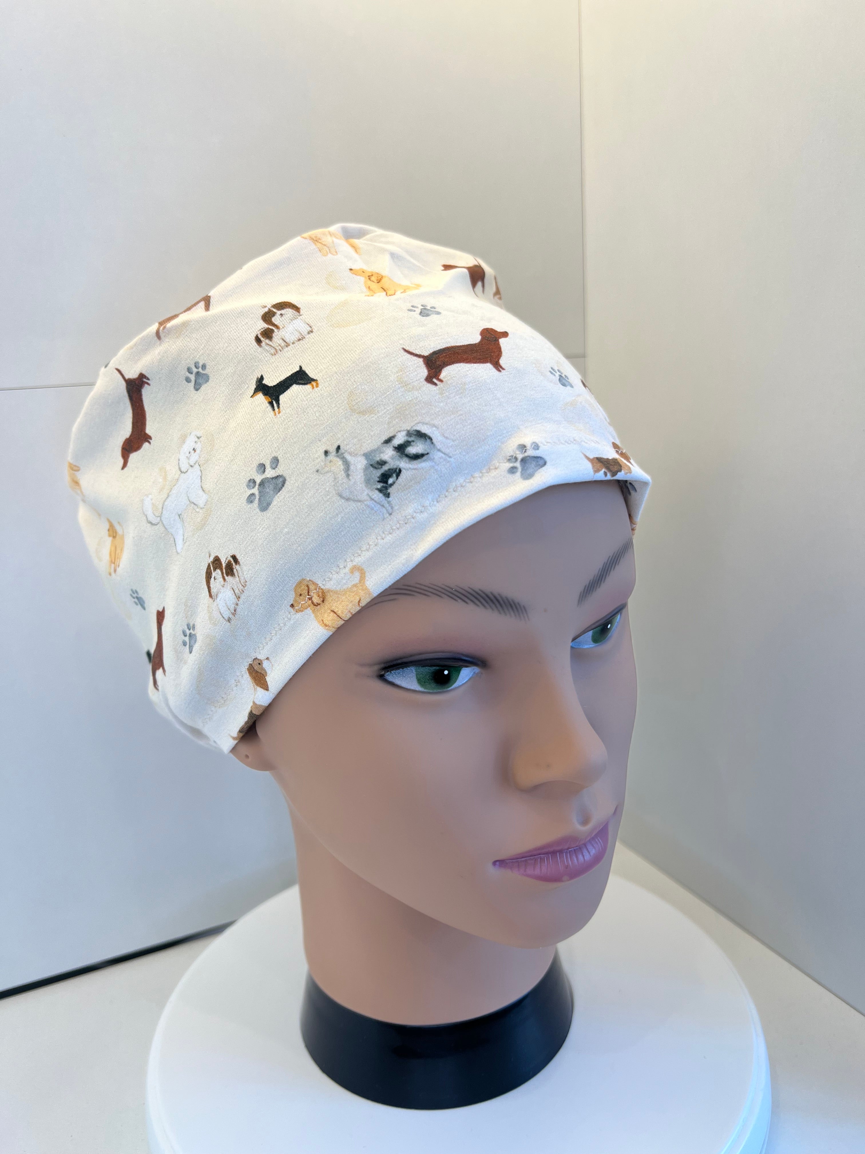 Pups and Pawprints Premium Cotton Jersey super soft theatre scrub hat/cap - Dogs, Pets