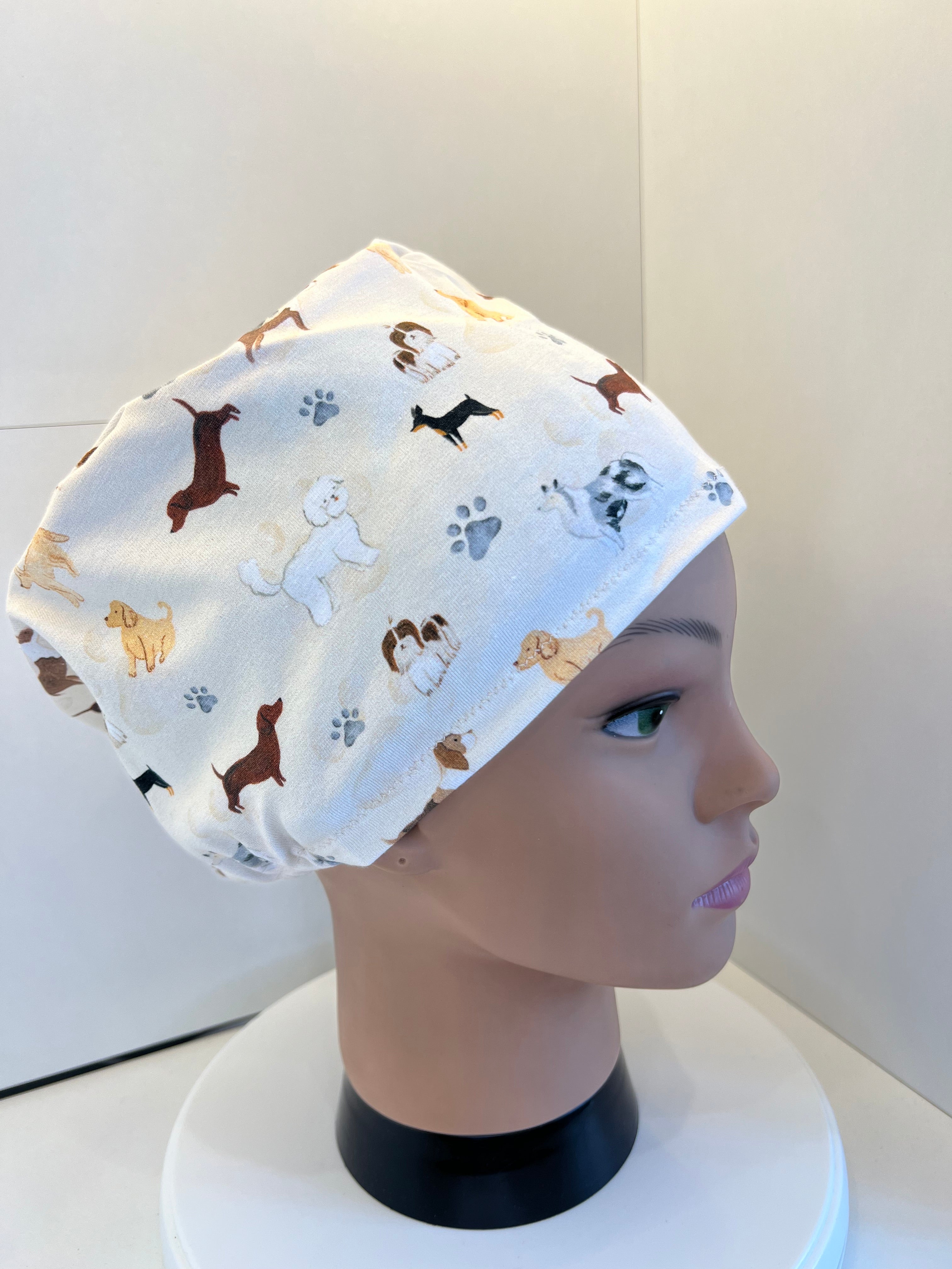 Pups and Pawprints Premium Cotton Jersey super soft theatre scrub hat/cap - Dogs, Pets