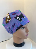 Cats in a Tangle design Soft Jersey Fabric theatre scrub cap / hat.  Ethically made.
