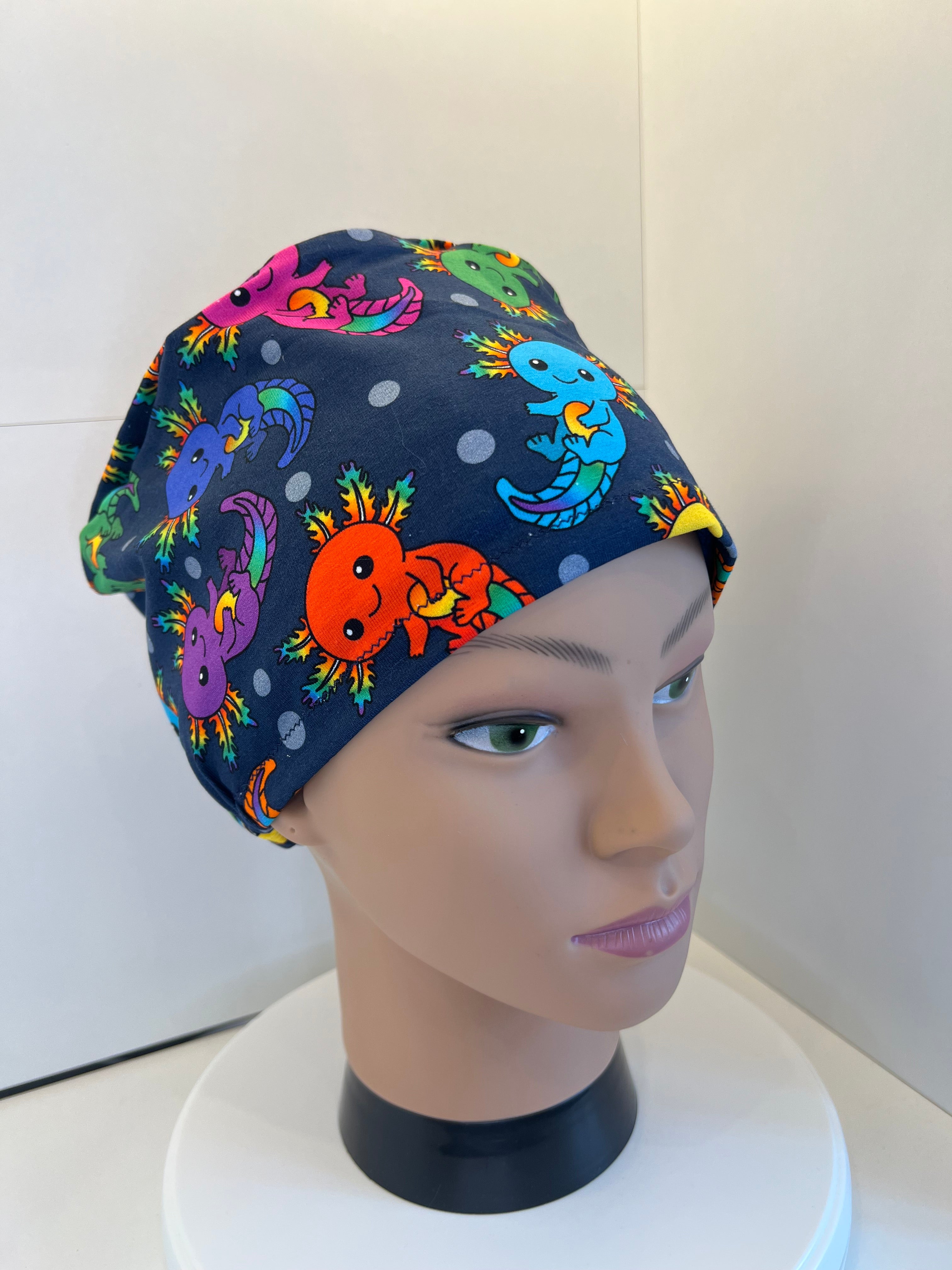 Rainbow Axolotls Premium Jersey Theatre Hat/scrub cap