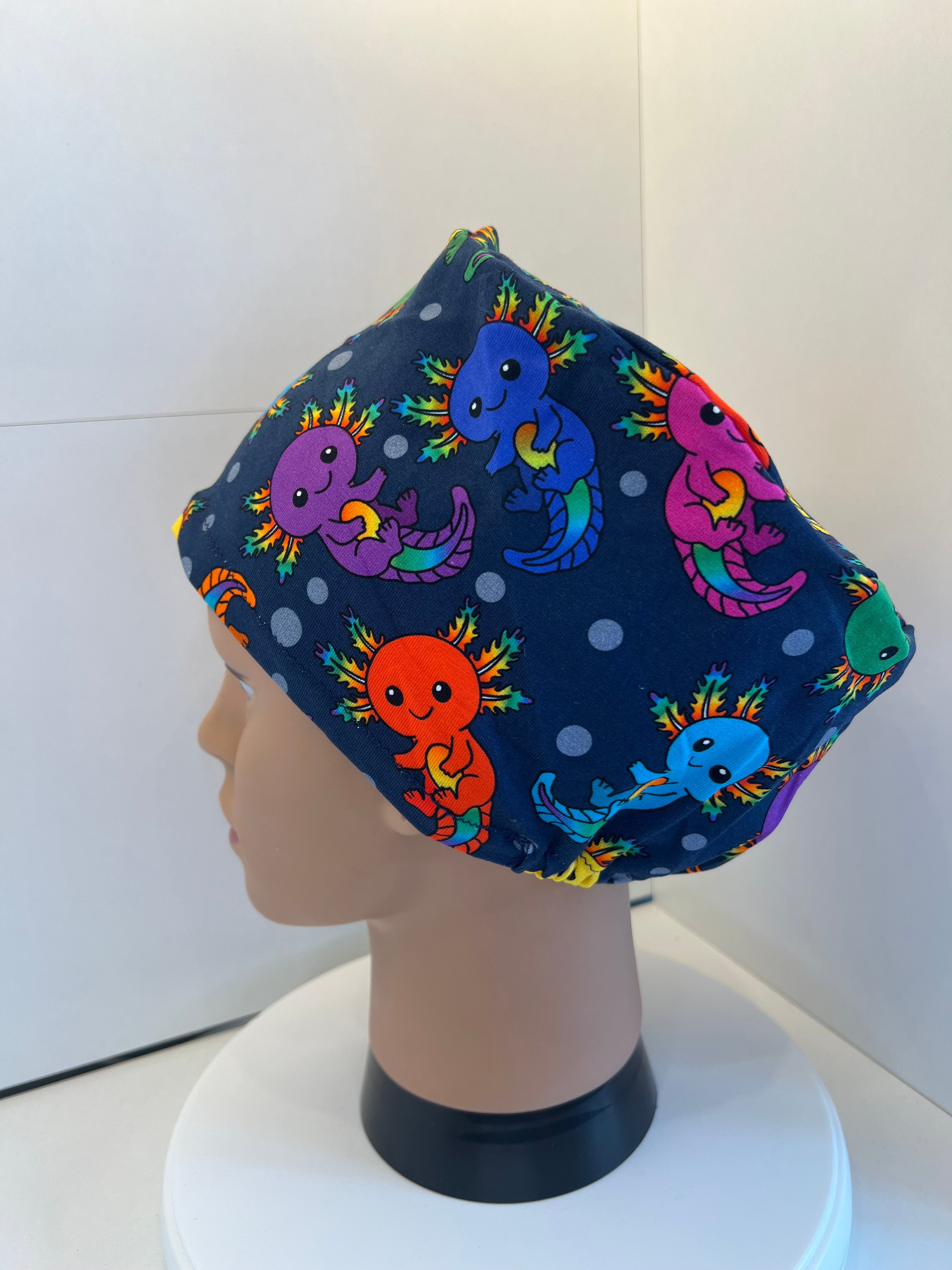 Rainbow Axolotls Premium Jersey Theatre Hat/scrub cap