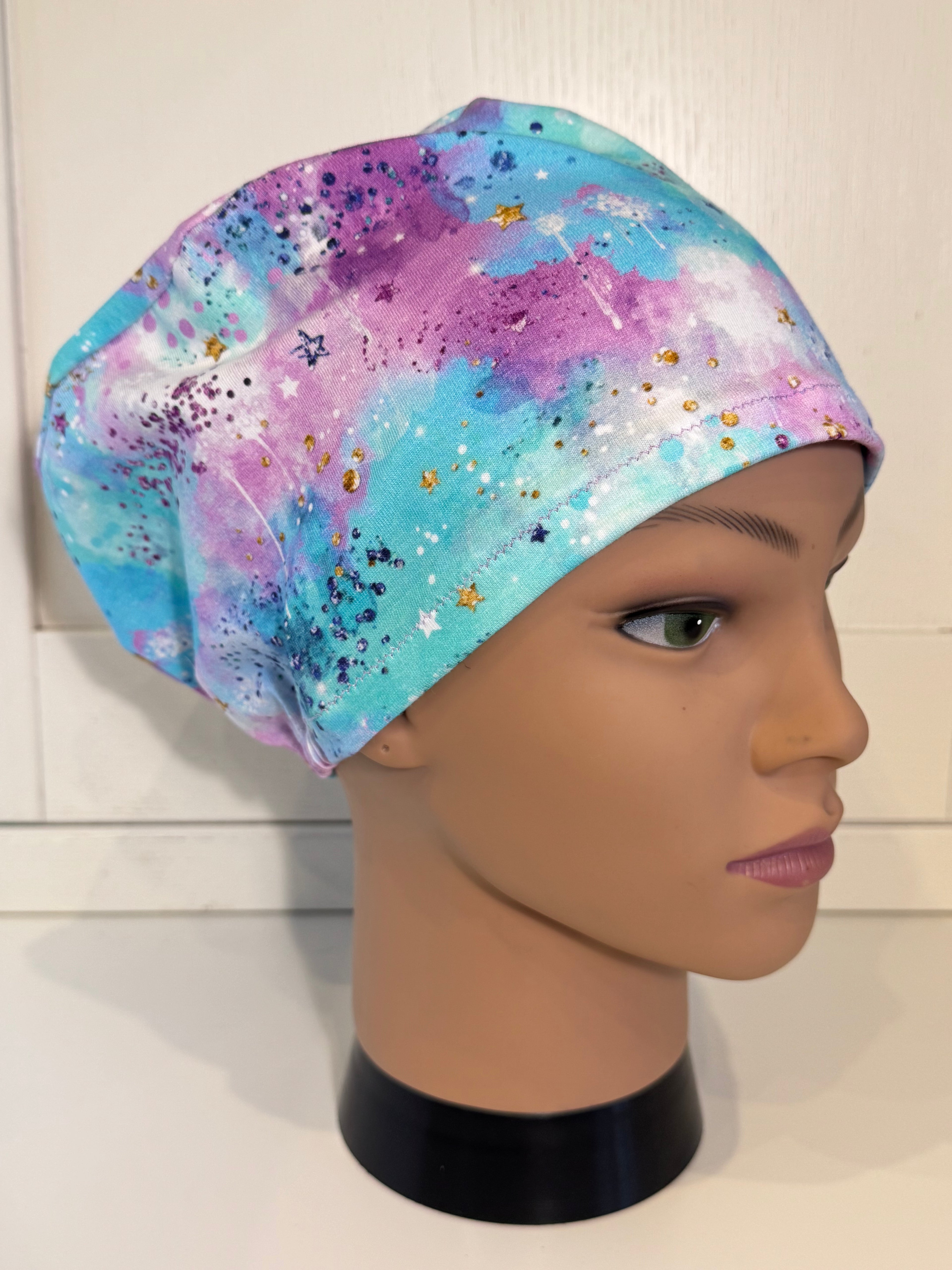 Dreamy Galaxy Premium Cotton Jersey super soft theatre scrub hat/cap