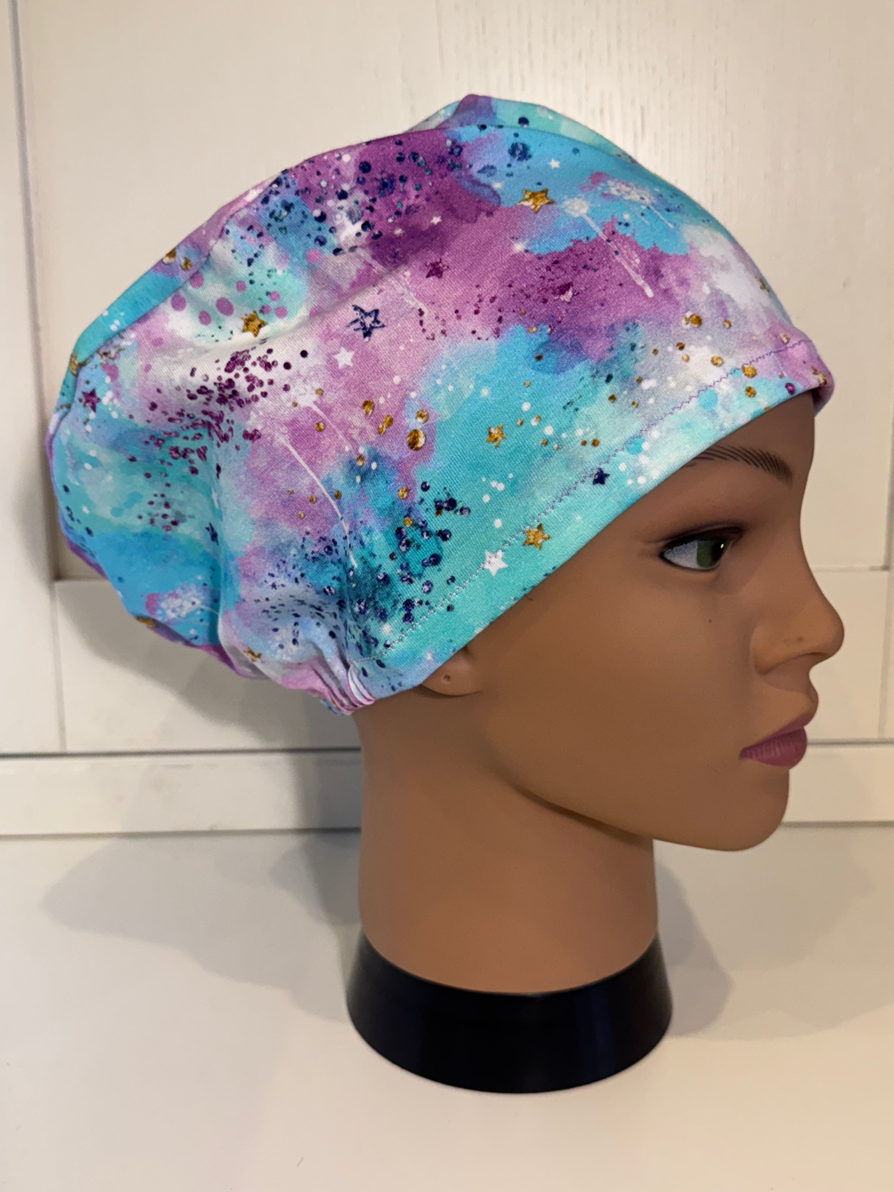 Dreamy Galaxy Premium Cotton Jersey super soft theatre scrub hat/cap