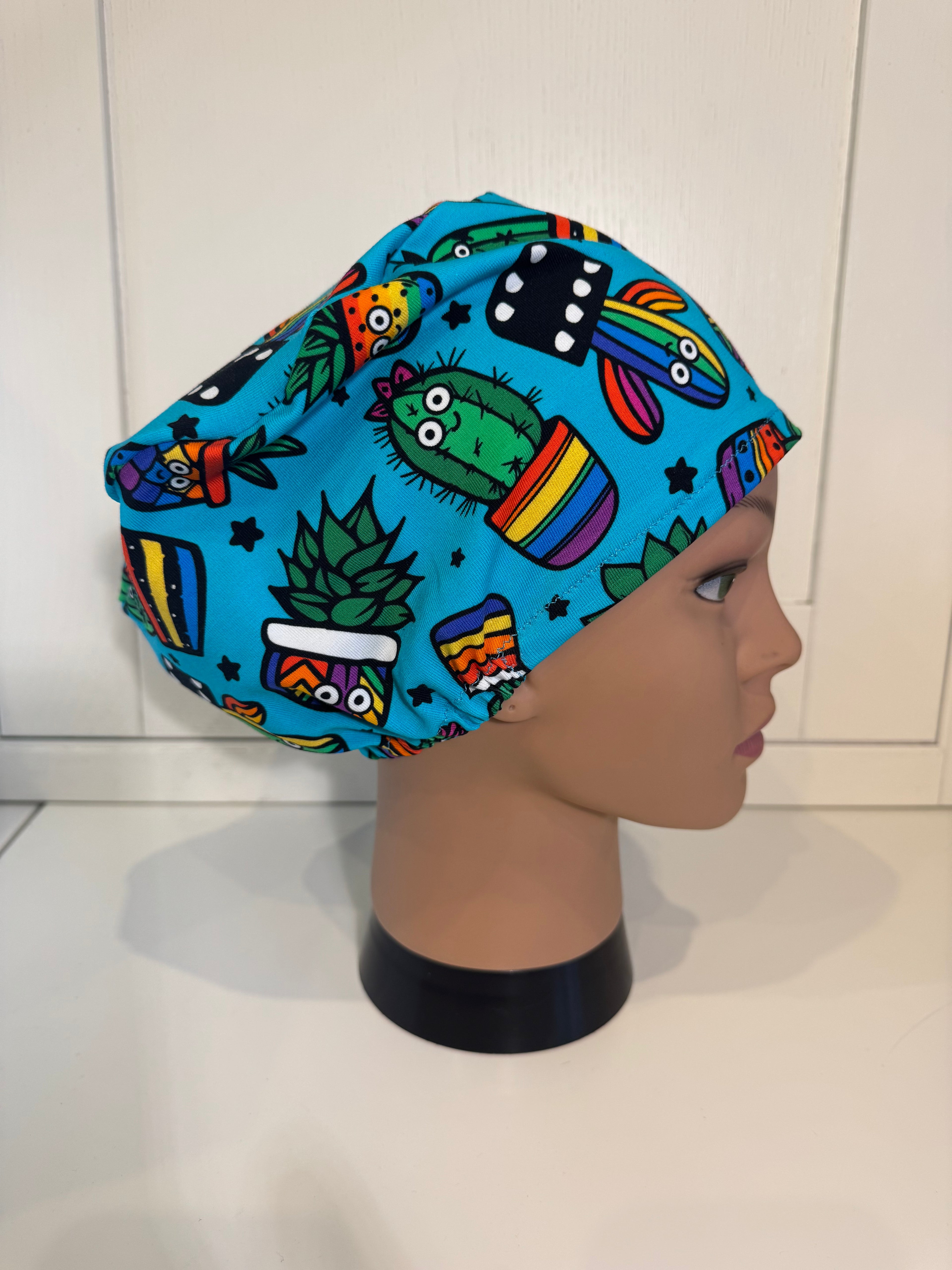 "Prickly Pals" Cacti Premium Cotton Jersey super soft theatre scrub hat/cap