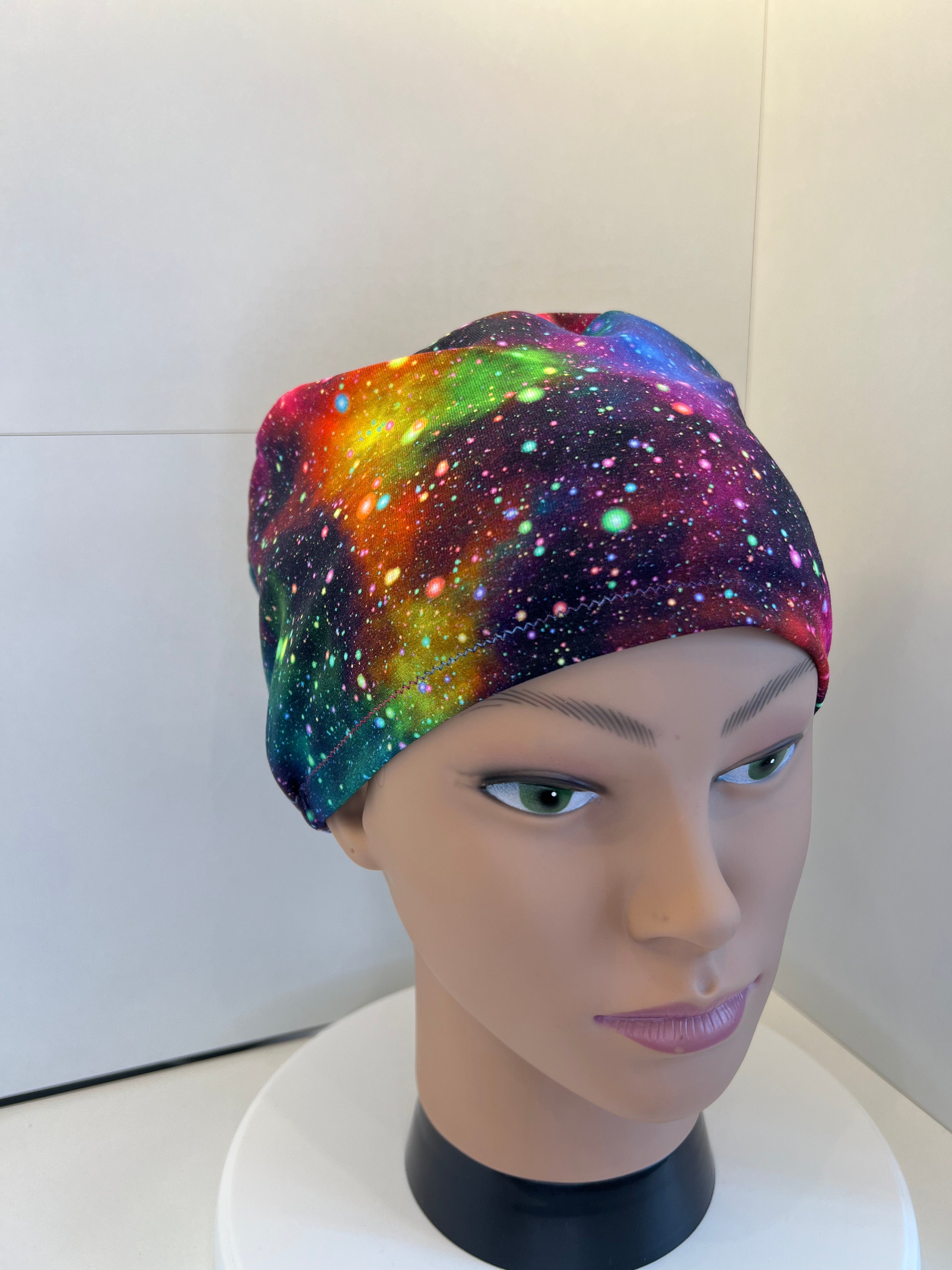 Rainbow Galaxies Premium Cotton Jersey super soft theatre scrub hat/cap