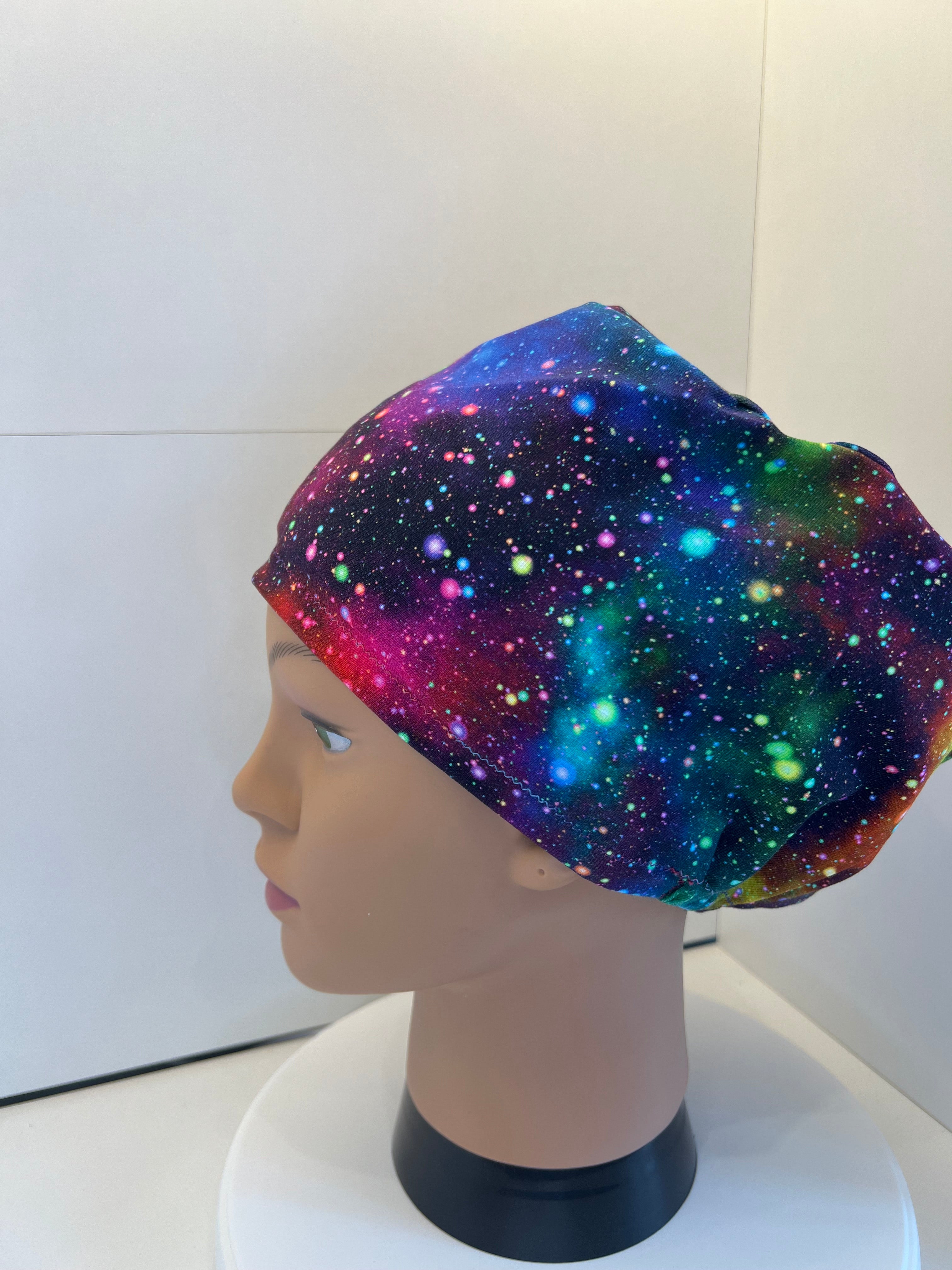 Rainbow Galaxies Premium Cotton Jersey super soft theatre scrub hat/cap