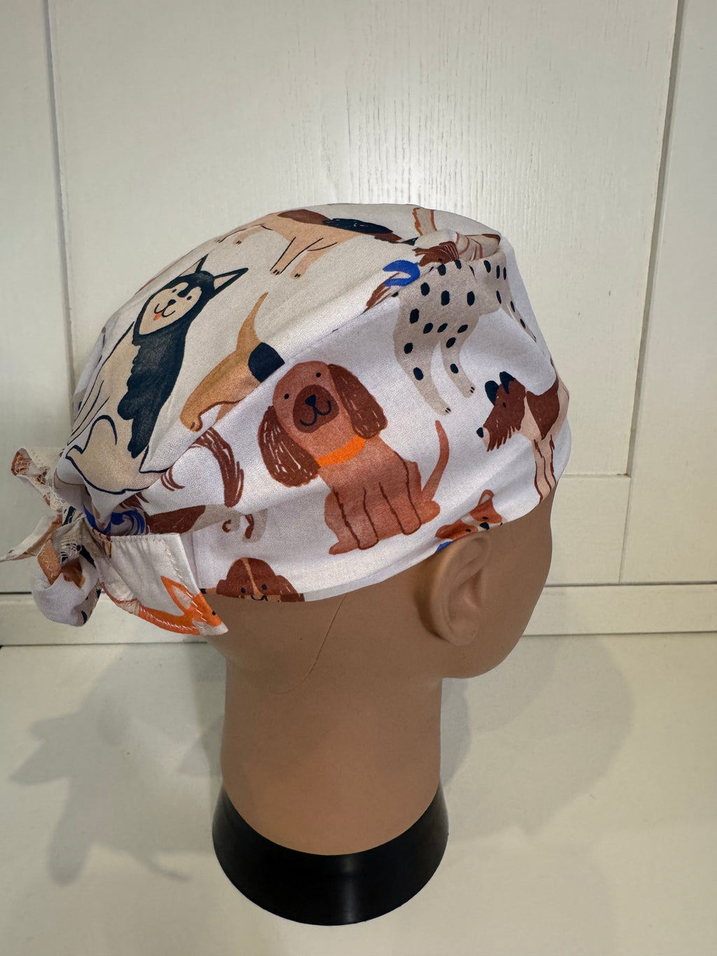 Pet Dogs Cotton Fabric tie-back theatre scrub cap / hat