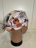 Pet Dogs Cotton Fabric tie-back theatre scrub cap / hat