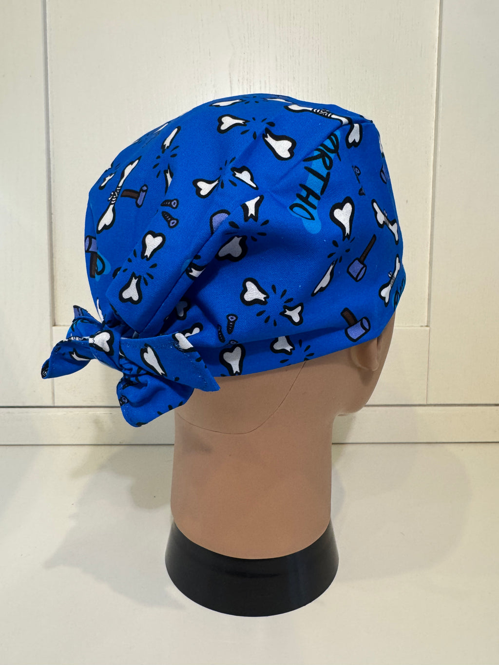 Fractured Bones Cotton Fabric tie-back theatre scrub cap / hat