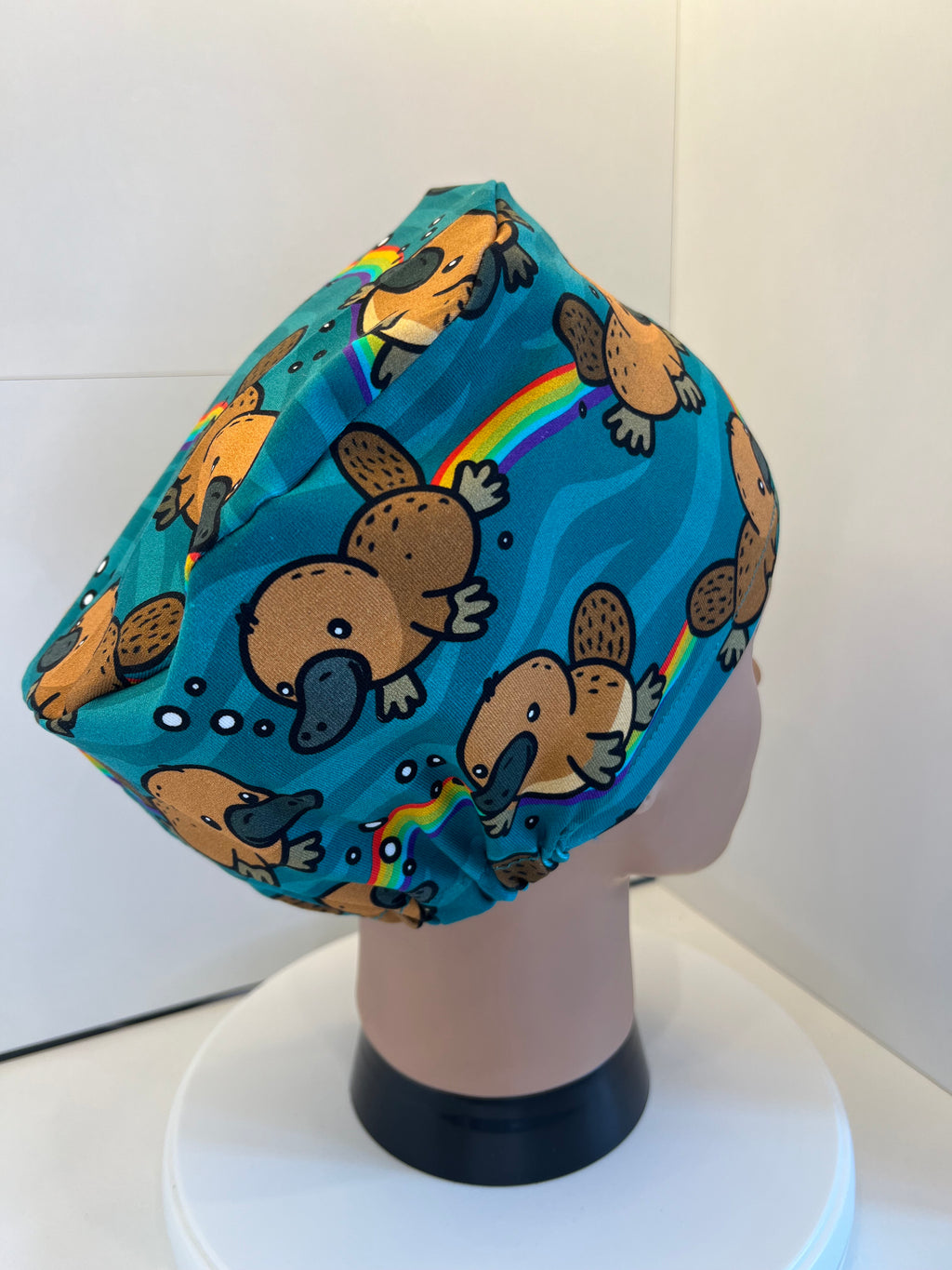 Rainbow Playtpus Premium Cotton Jersey super soft theatre scrub hat/cap