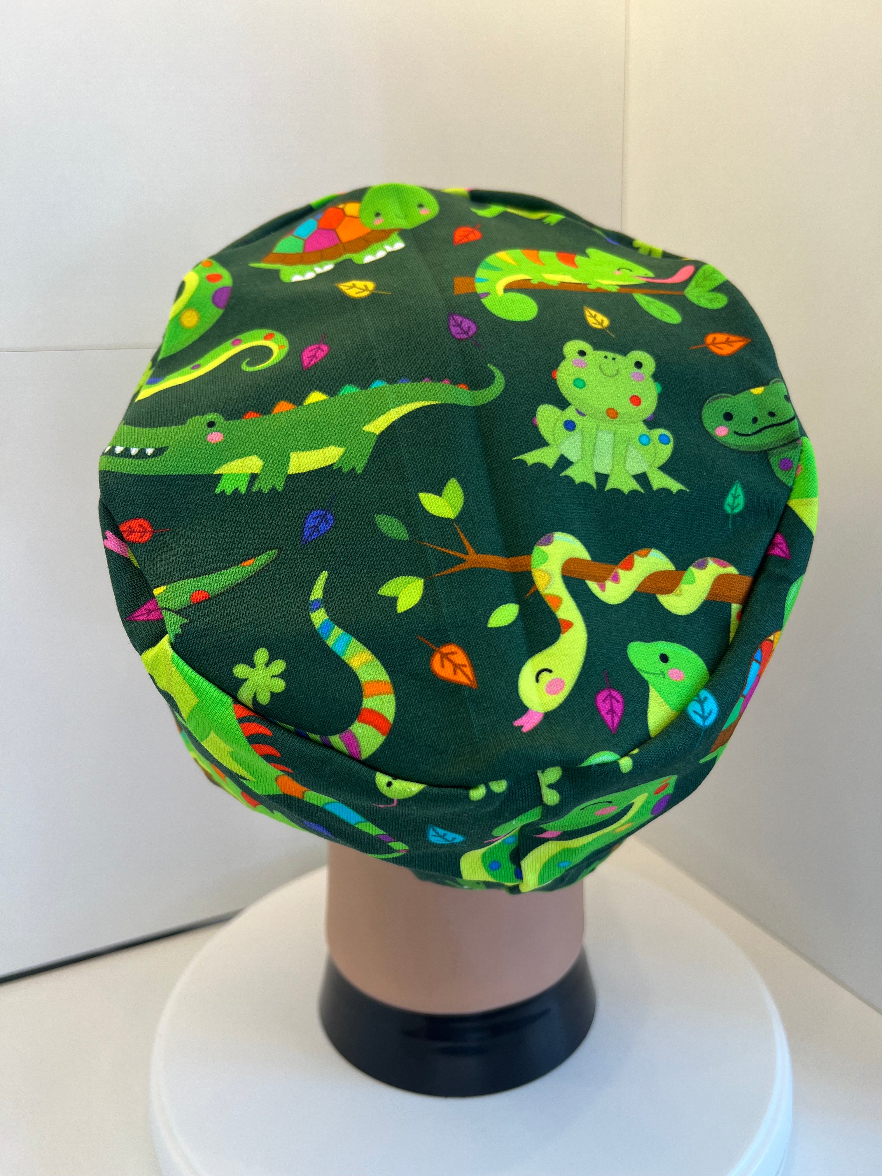 Jungle Reptiles Premium Jersey super soft and smooth cotton theatre scrub hat/cap