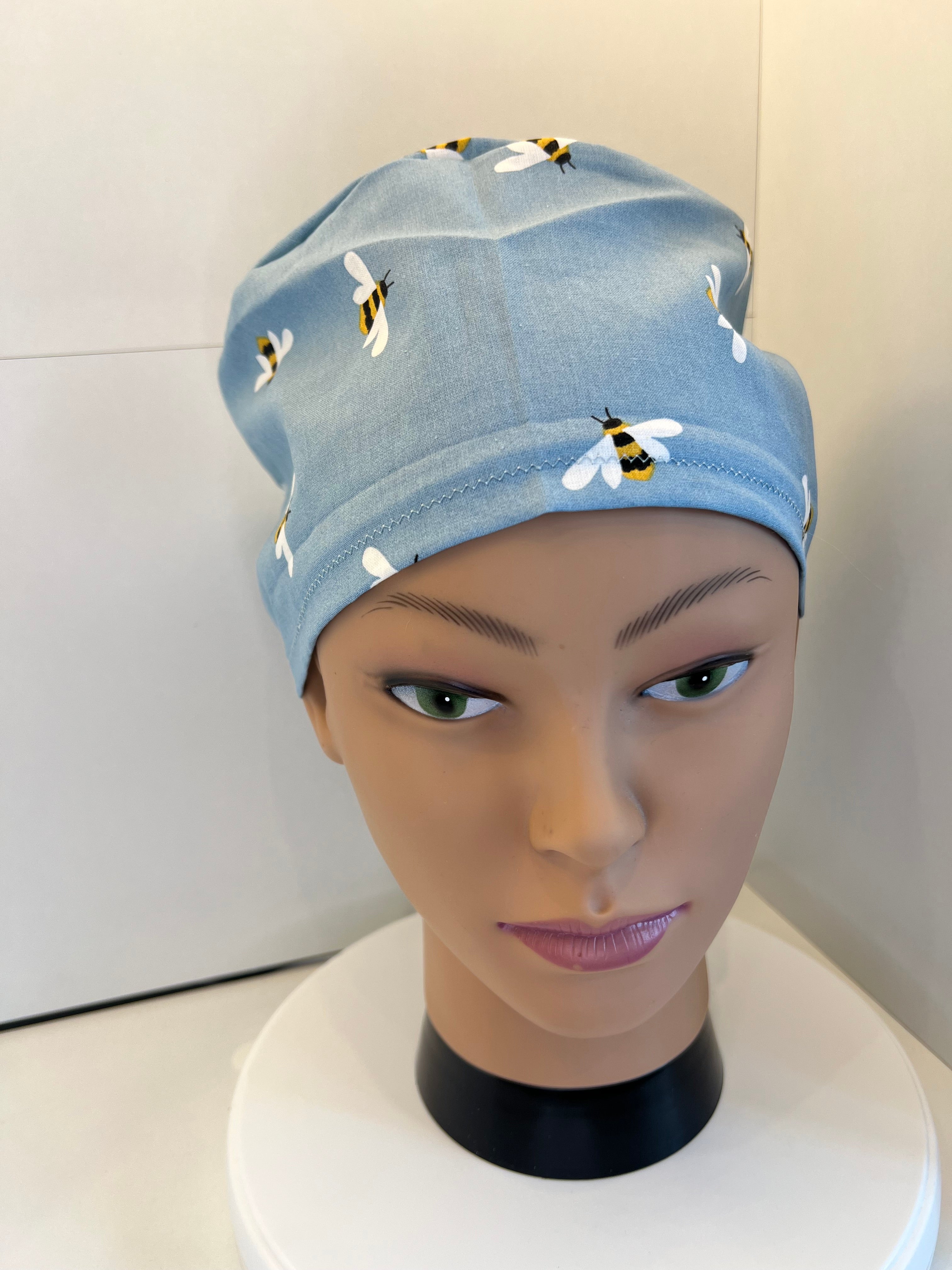 Busy Bees 100% Cotton Theatre Hat/Scrub Cap Optional Satin Lining