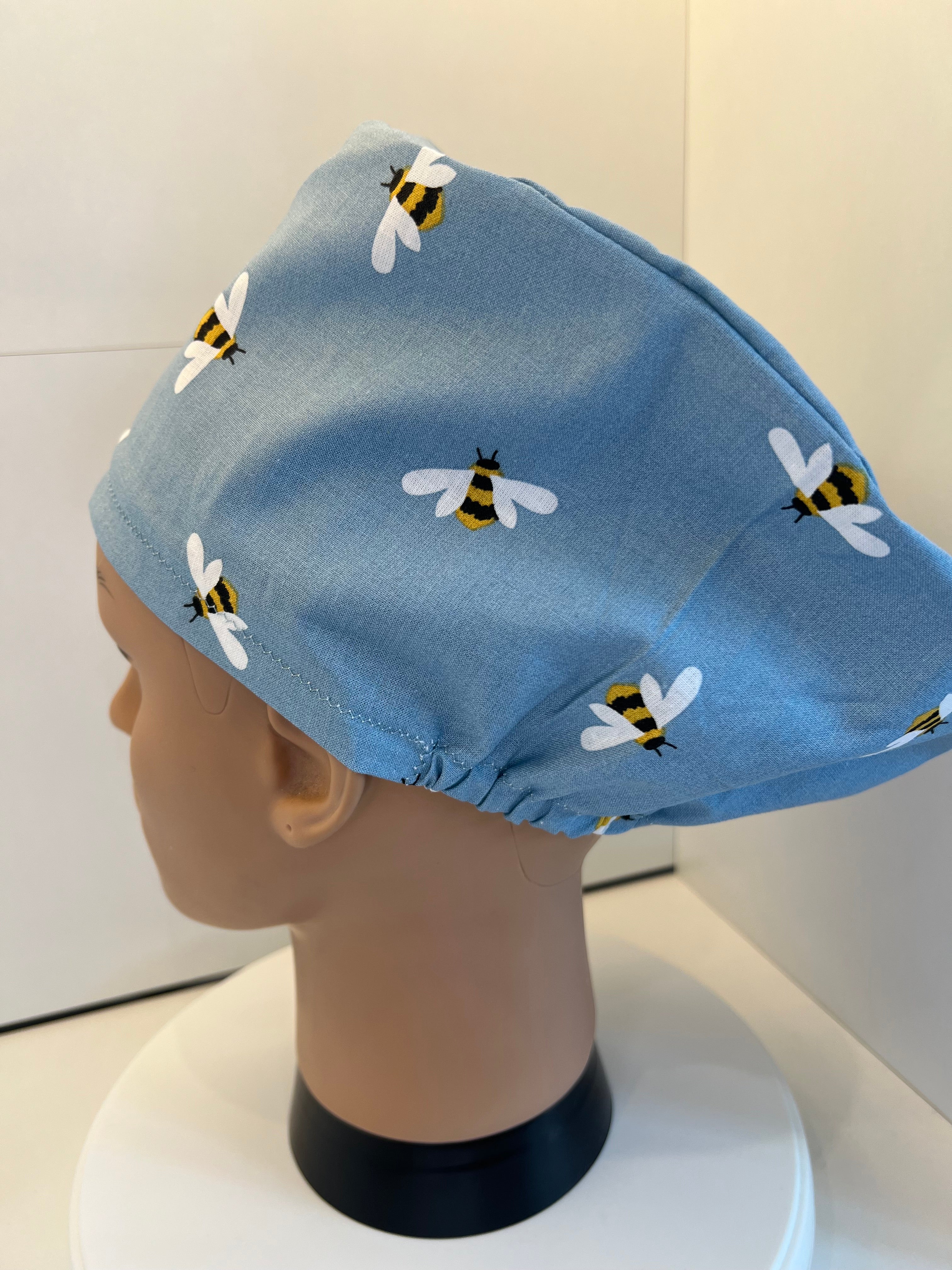 Busy Bees 100% Cotton Theatre Hat/Scrub Cap Optional Satin Lining