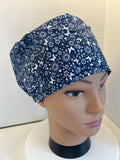 NavyButterfly Floral 100% Cotton Theatre Hat/Scrub Cap