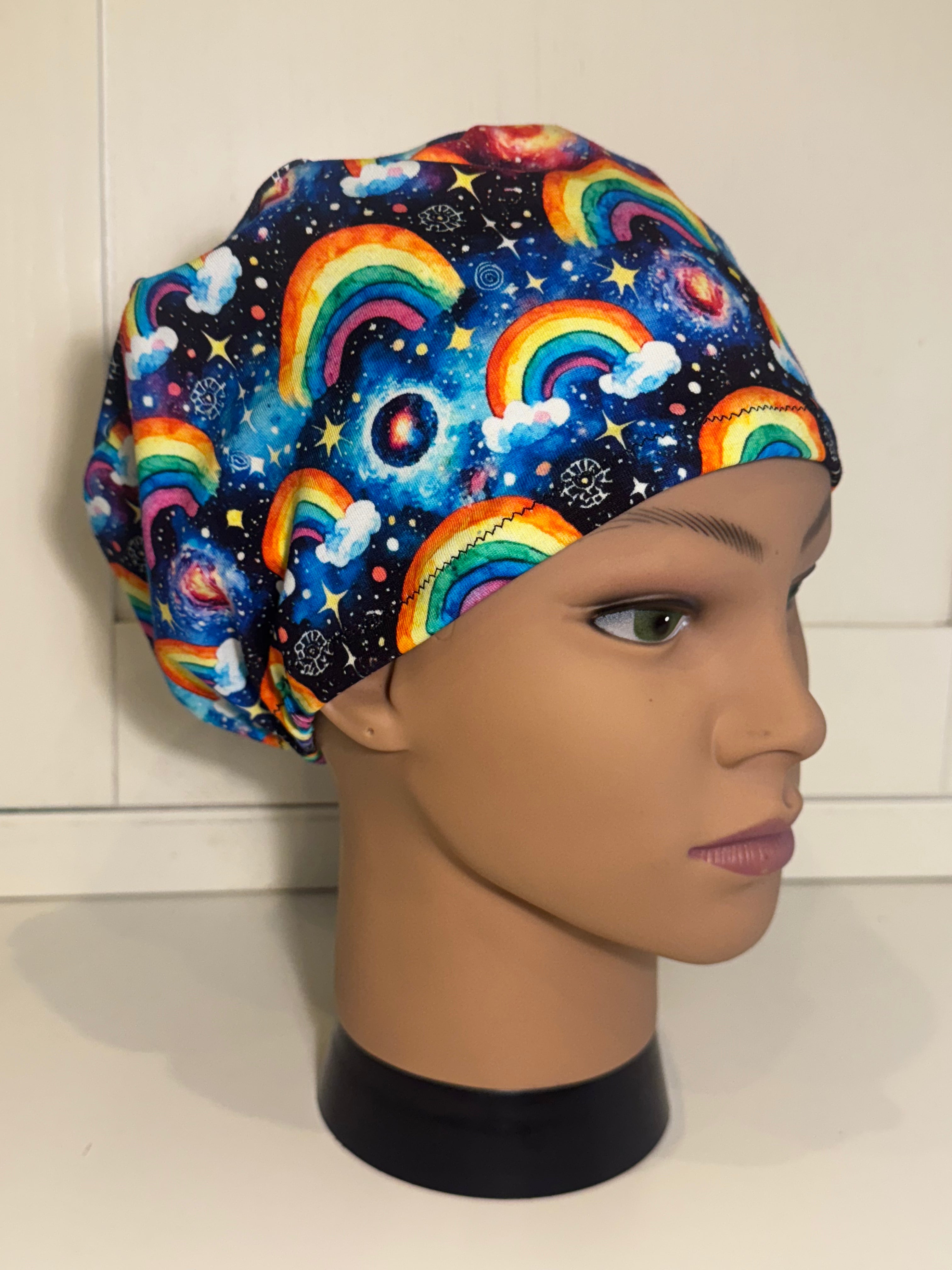 Celestial Rainbows Premium Cotton Jersey super soft theatre scrub hat/cap