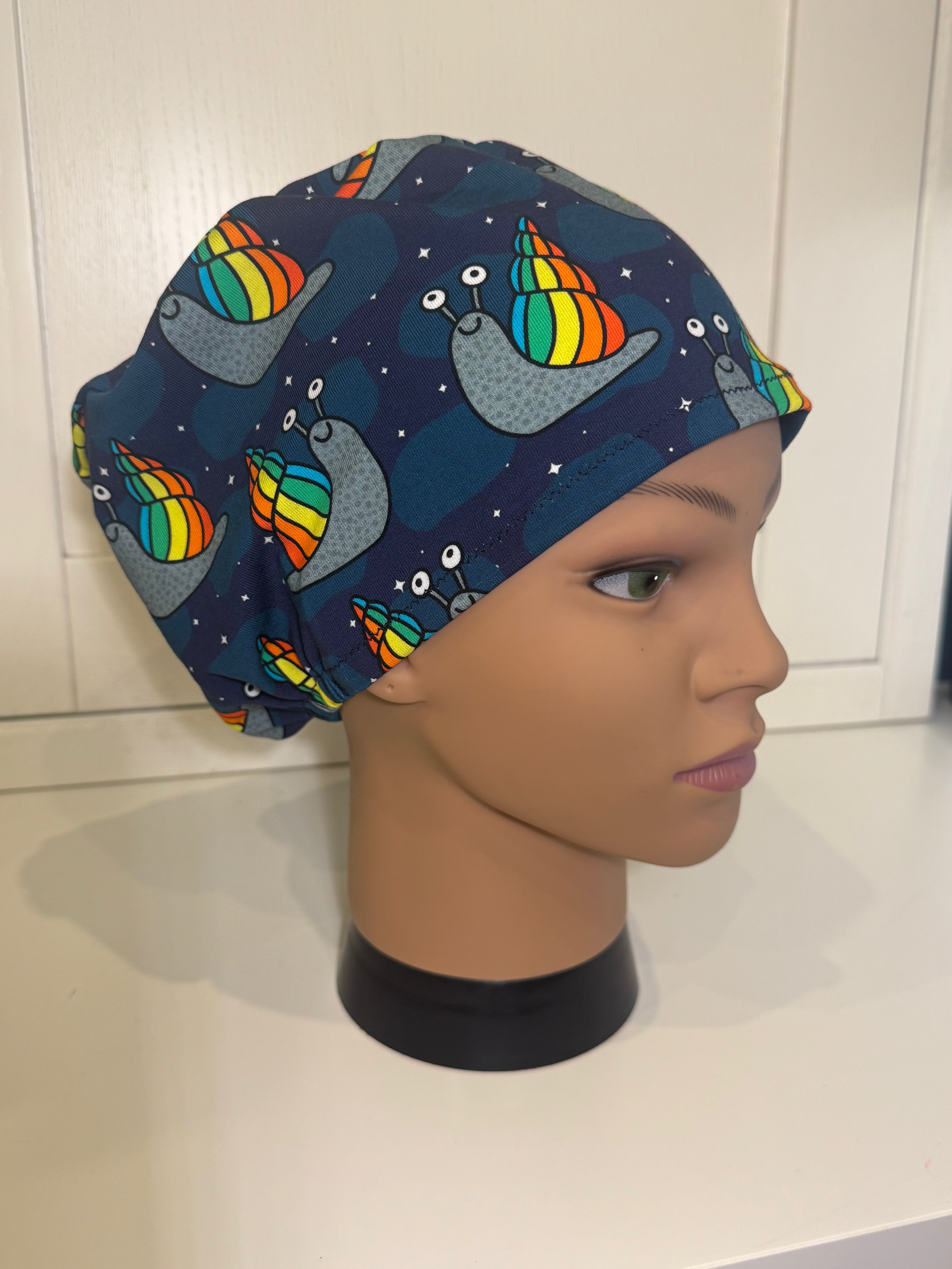 Starlit Snails Premium Cotton Jersey super soft theatre scrub hat/cap