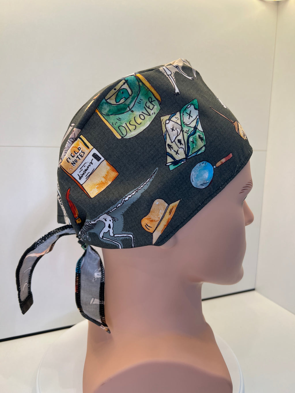 Dig a Dinosaur Cotton Tie Back Scrub Cap/ Theatre Hat
